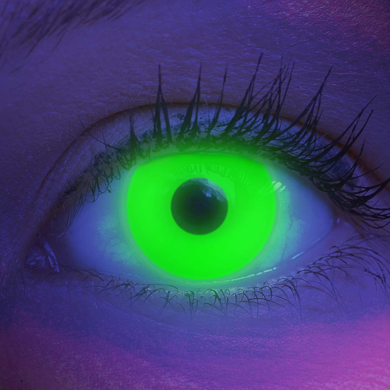 MeralenS Jahreslinsen Farbige Glow Green Kontaktlinsen - Ohne Stärke für Cosplays