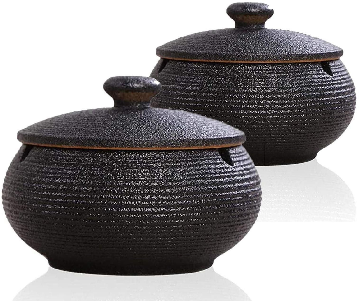 SURFOU Aschenbecher Aschenbecher für draussen mit deckel groß keramik outdoor aschenbecher, Wind- und geruchsdichter Aschenbecher für Draußen, Zuhause und Büro