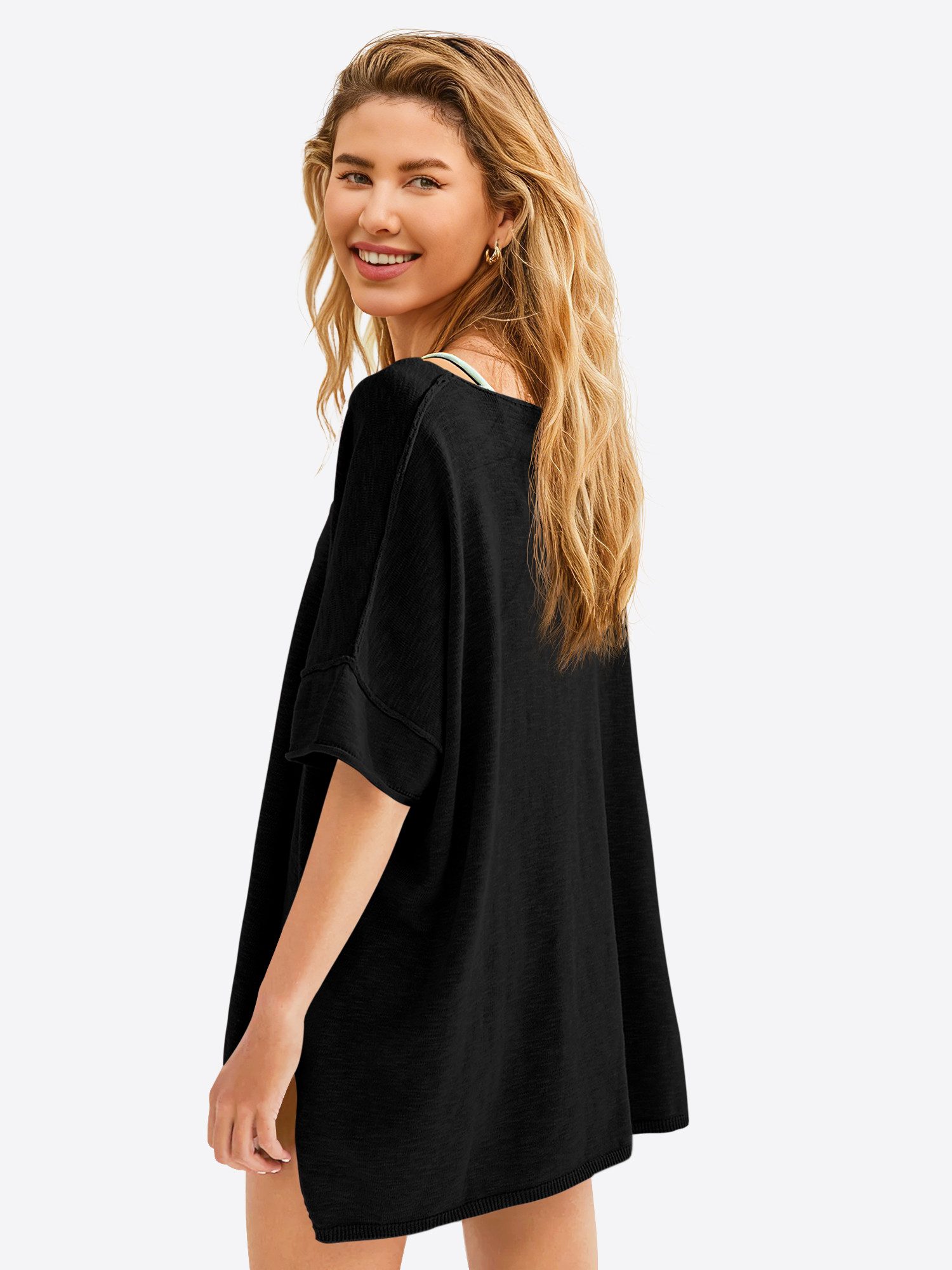 Imily Bela T-Shirt Damen Weit geschnittene Bluse mit Kurzärmeln (Packung, 1 günstig online kaufen