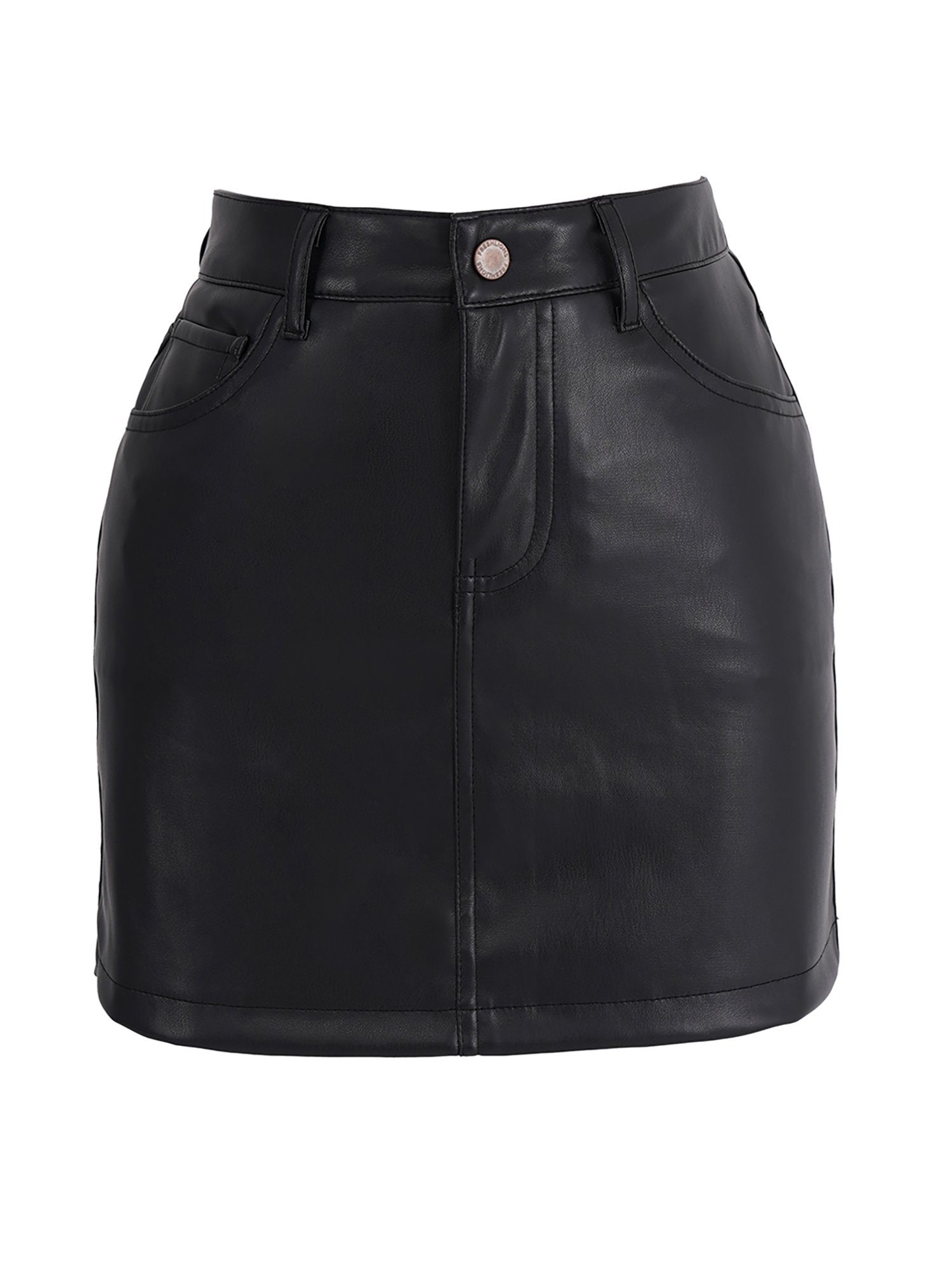 schwarz Freshlions Freshlions Skirt Mini Lederimitatrock Leather