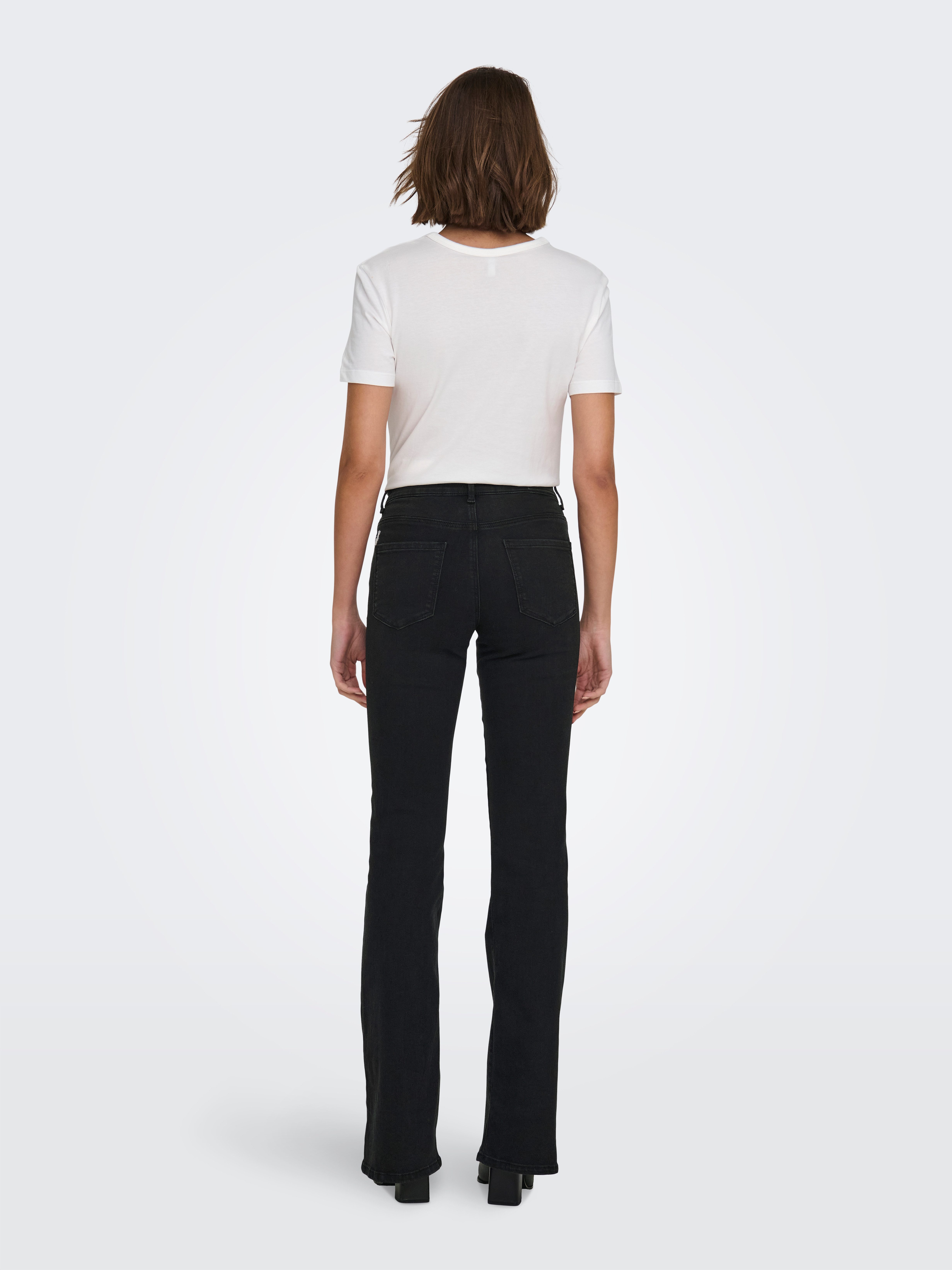 ONLY Bootcut-Jeans ONLLUSH MW RETRO FLARED DNM Materialmix, bootcut fit, Regular Waist,  Retro-Fit