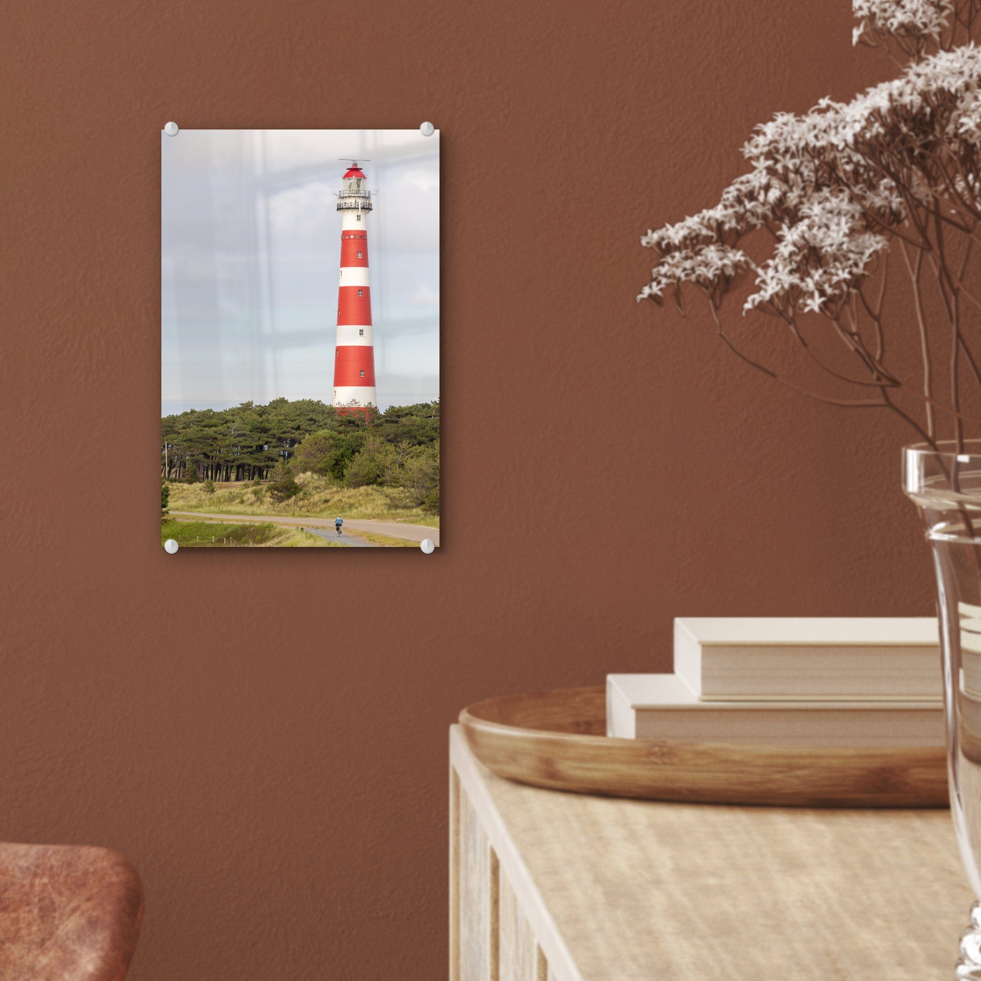 auf Leuchtturm - MuchoWow Glas Wanddekoration - Niederlande, auf Bilder - - - Acrylglasbild Glasbilder (1 Foto Insel Wandbild St), Glas