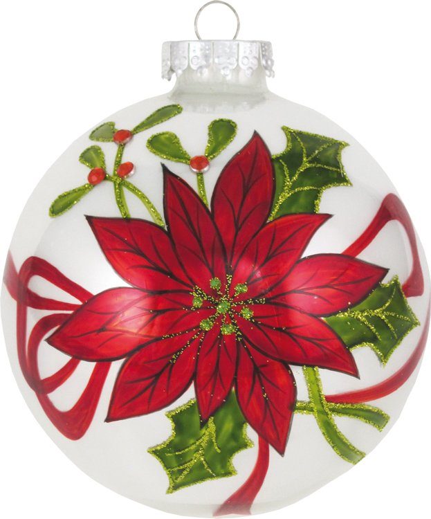 CBK50316, Weihnachtsstern St), Weihnachtsdeko, Christbaumschmuck, (1 Glas Christbaumkugeln Krebs mit Glas Weihnachtsbaumkugel Lauscha