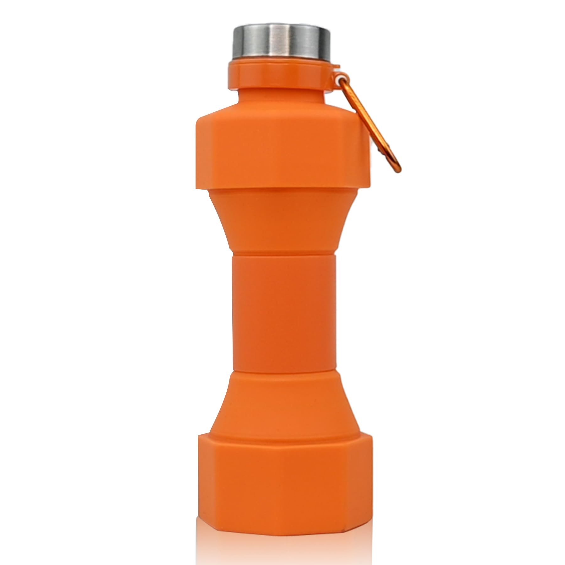 Silberstern Reise-Wasserkocher Tragbare Outdoor-Lauf-Fitness-Hantel-Sportwasserflasche, Lebensmittelechtes Silikon, faltbar, 650 ml