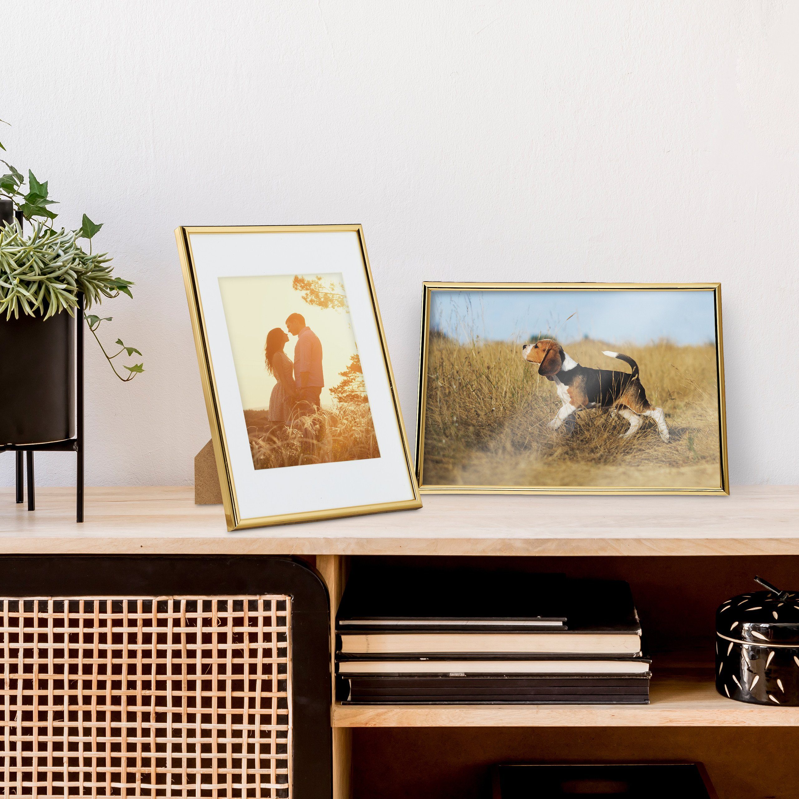relaxdays Bilderrahmen 2er Set A4, Gold günstig online kaufen