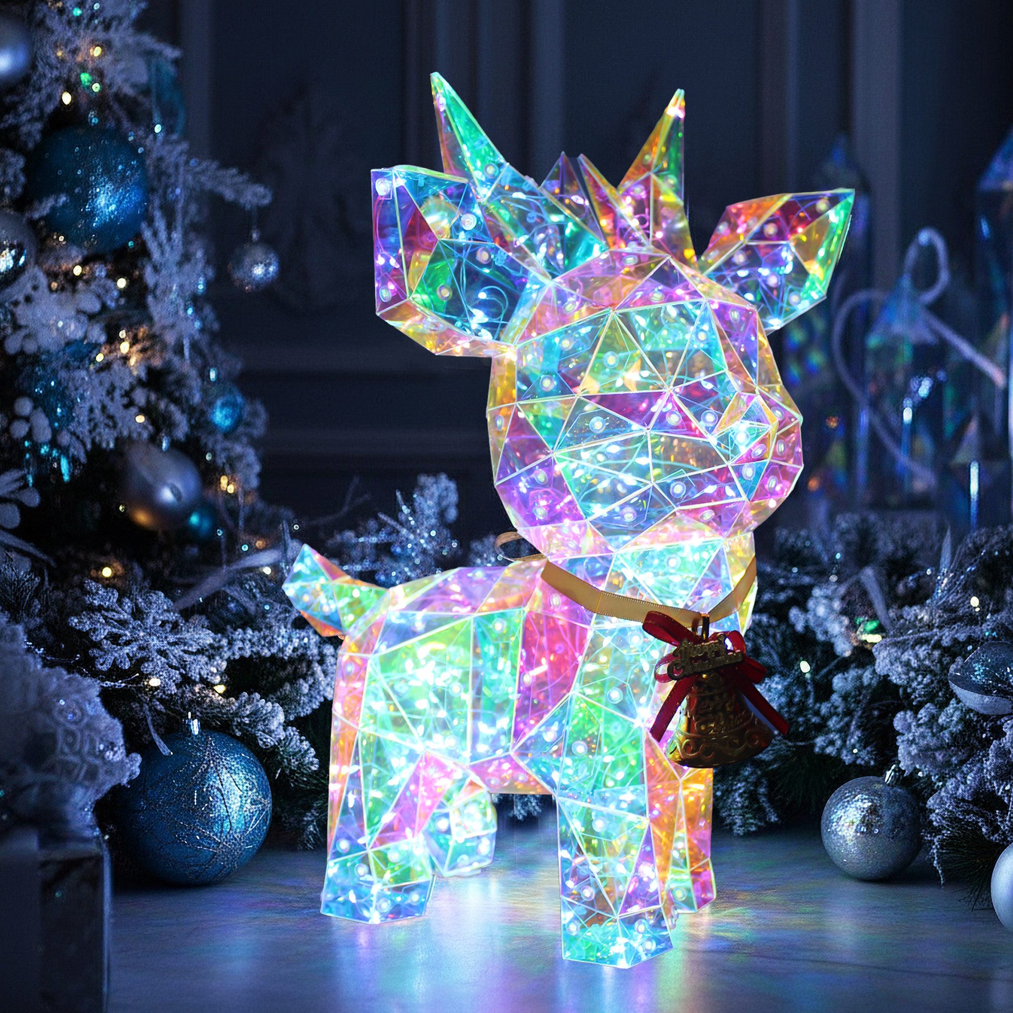 Arnusa Weihnachtsfigur Beleuchtetes Rentier LED Kristall-Optik 41 cm Weihna günstig online kaufen