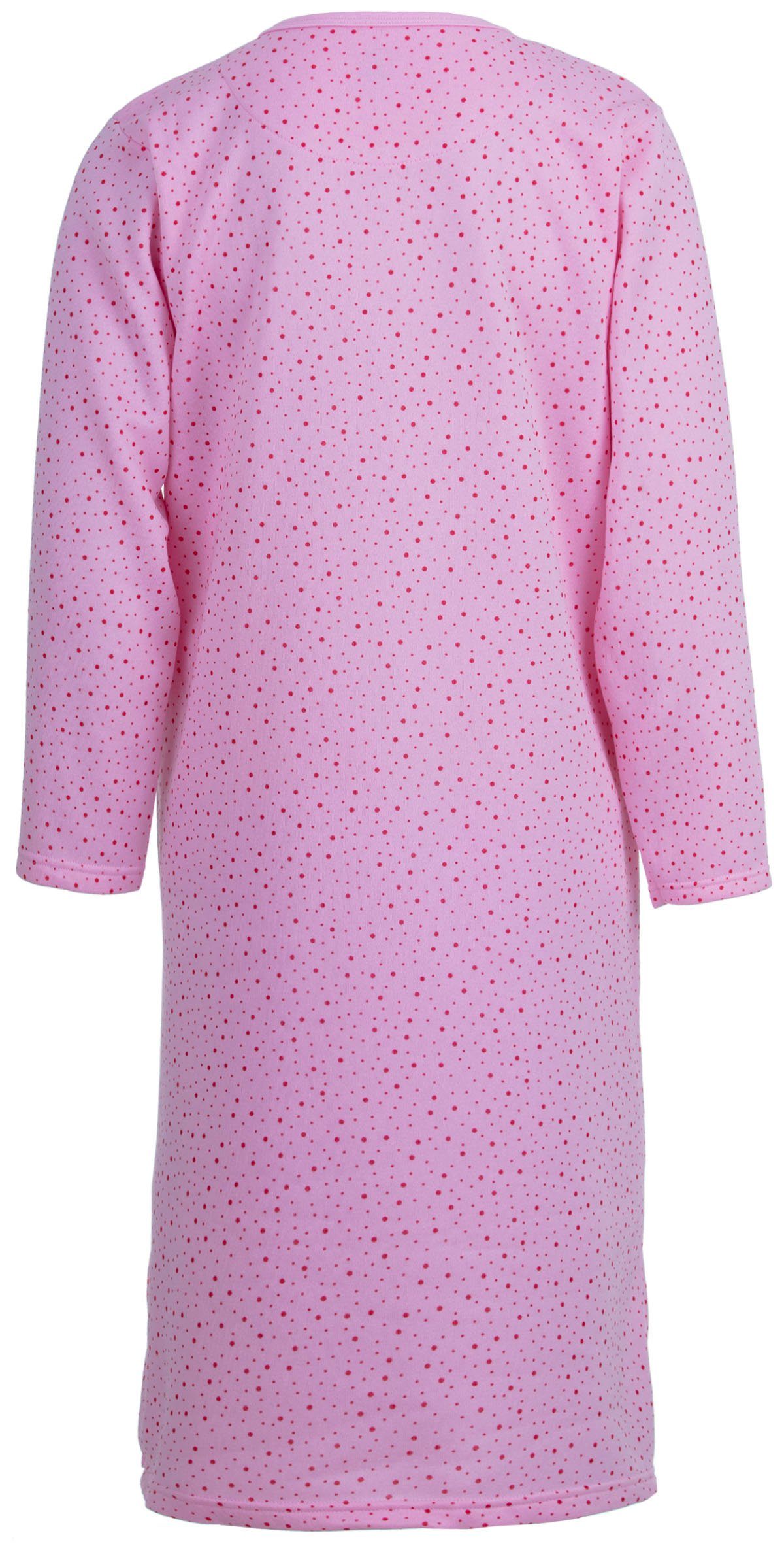 zeitlos Nachthemd Thermo - mit Nachthemd Punktemix Stickerei rosa