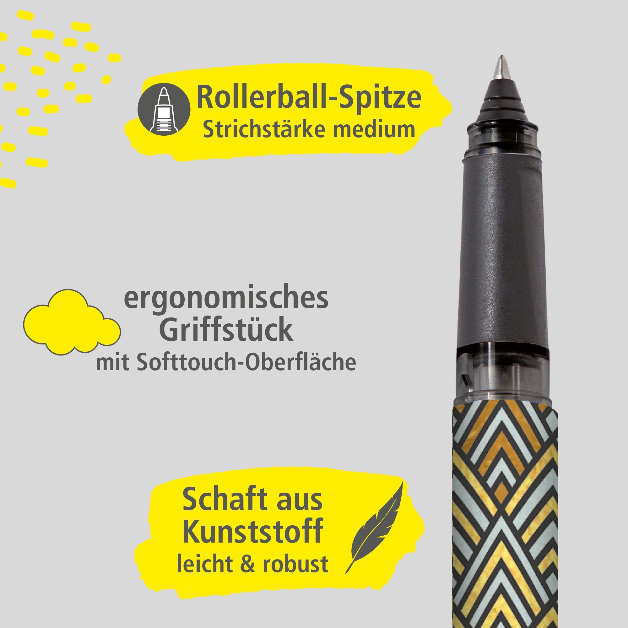 Campus für die Tintenpatronen-Rollerball, Golden hergestellt ergonomisch, ideal Schule, in Squares Online Deutschland Pen Tintenroller