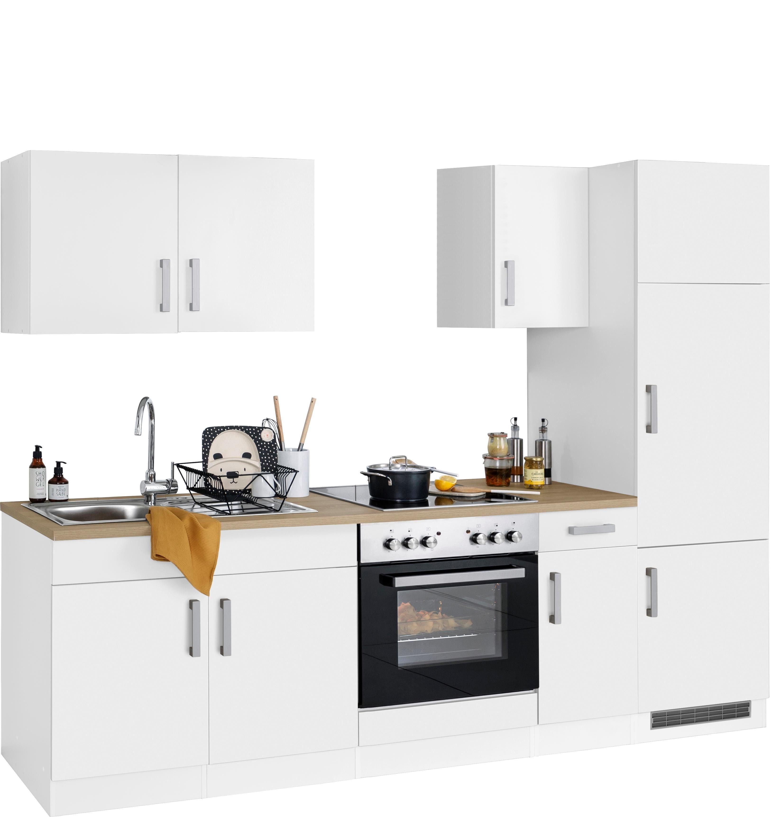 KOCHSTATION Küchenzeile KS-Gera, Breite 270 cm, wahlweise mit E-Geräten, mit Arbeitsplatte