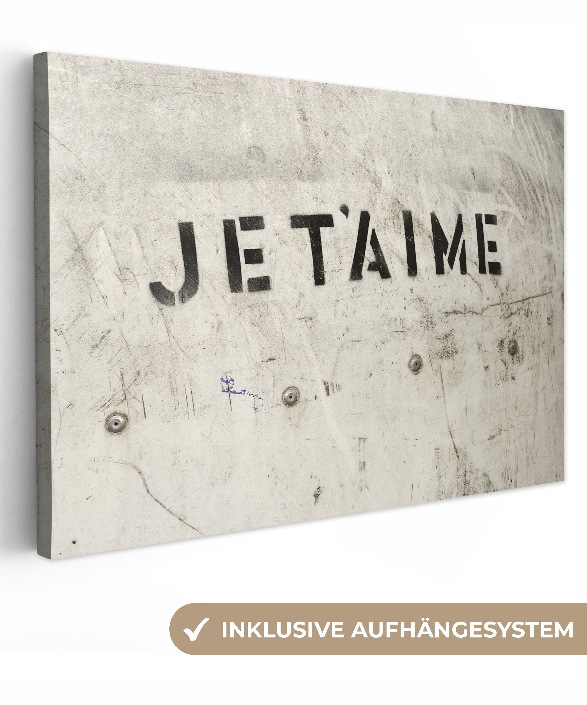 OneMillionCanvasses® Leinwandbild Zitate Je t'aime Ich liebe dich
