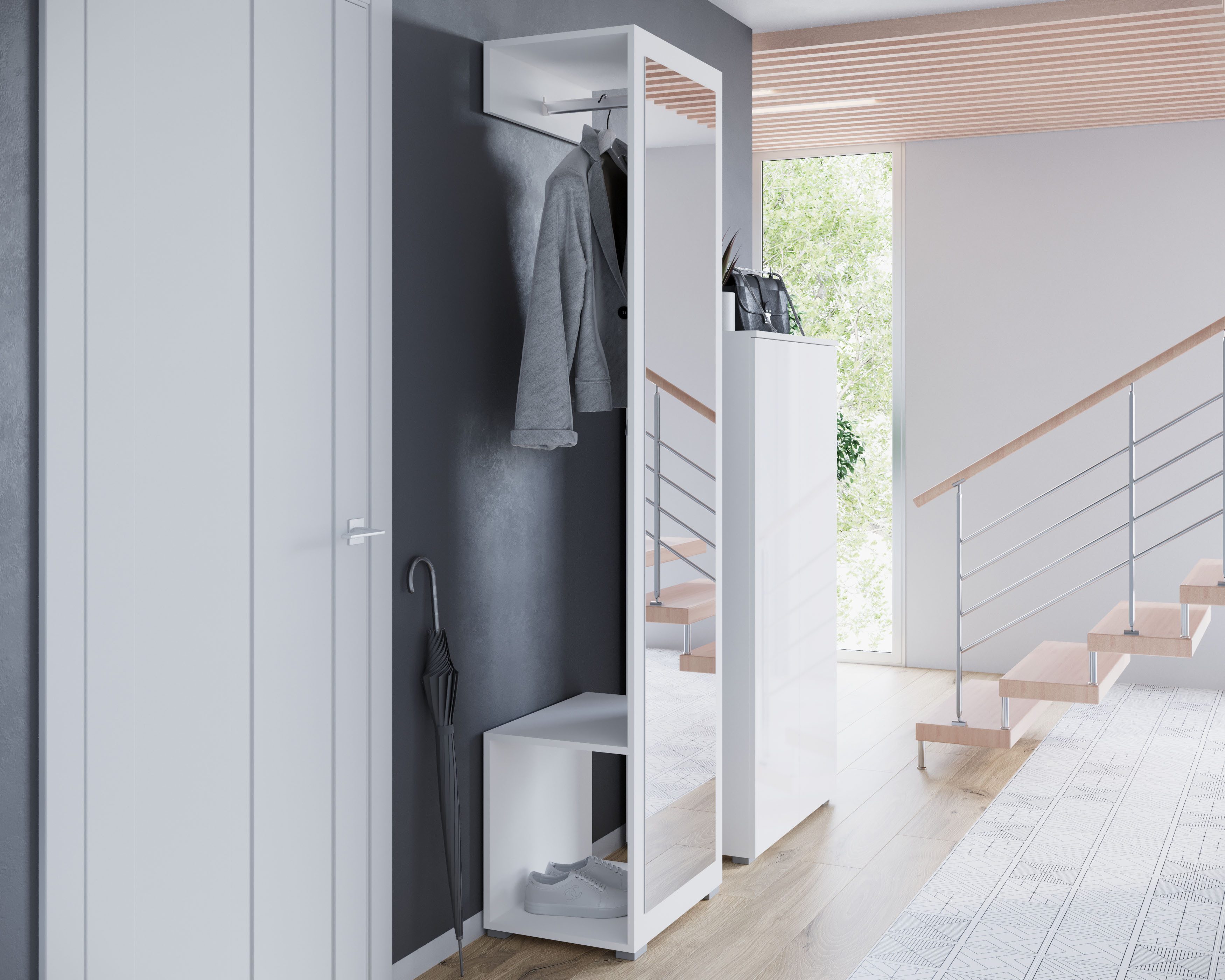OTTO home Garderoben-Set PARIS/ TOKYO, (Komplett-Set, 2-St), Garderoben-Set Breite 130cm, moderne grifflose Flurmöbel Kleiderstange – Bild 5 von 5