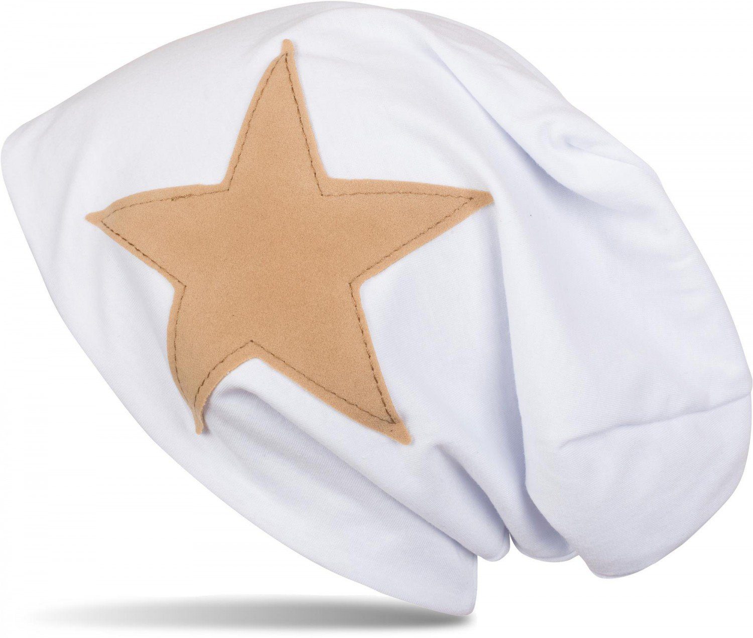 styleBREAKER Beanie Beanie mit aufgenähtem Kunstleder Stern (1-St)
