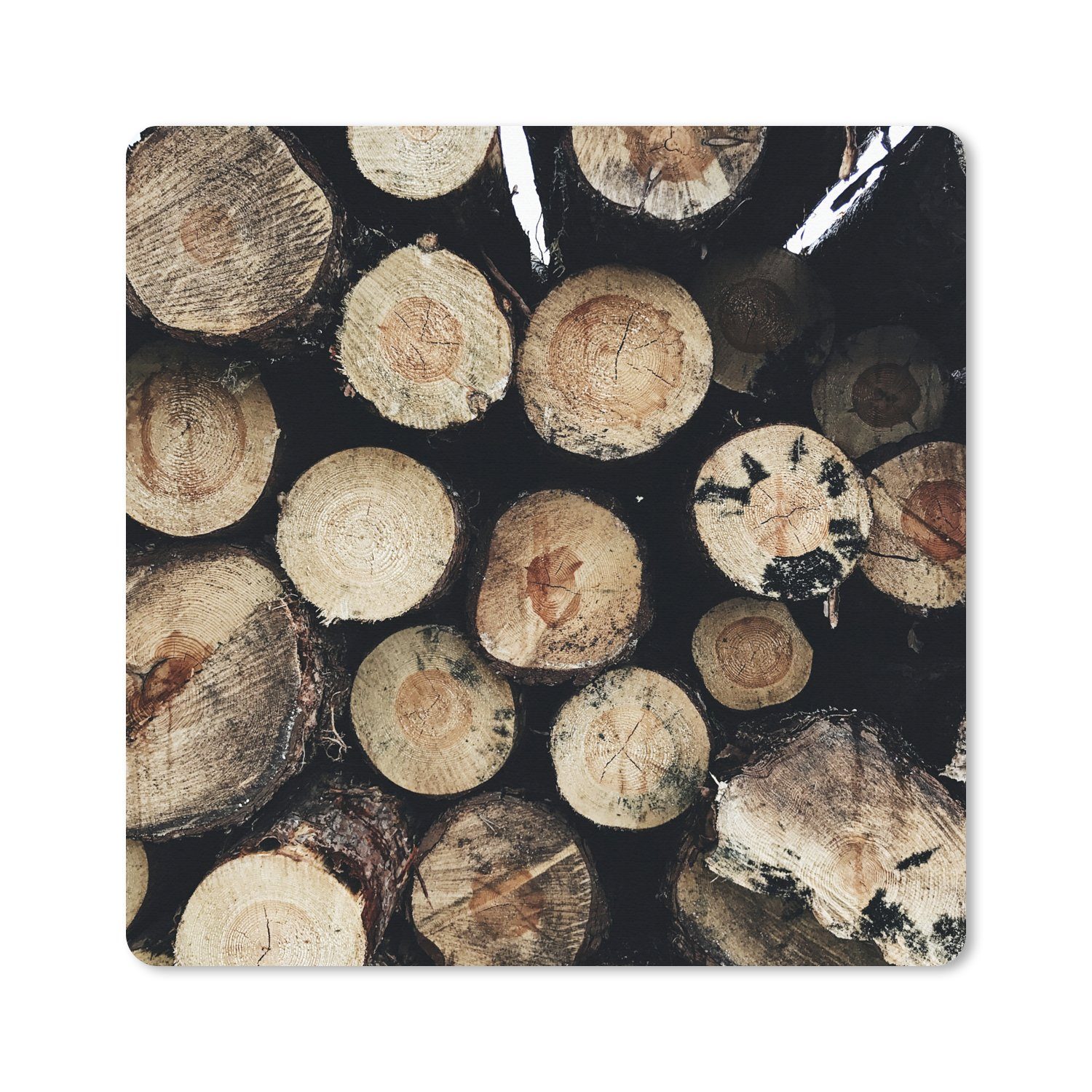 MuchoWow Gaming Mauspad Winter - Holz - Kamin (1-St), Gaming, Rutschfester Unterseite, Mausunterlage, 80x80 cm, XXL, Großes