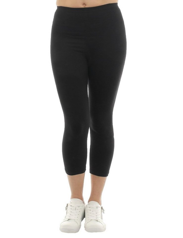 F&K-Mode Caprileggings Damen Capri 3/4 Leggings kurze Baumwolle Hose kurze