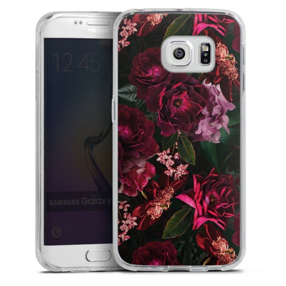 DeinDesign Handyhülle Rose Blumen Blüte Dark Red and Pink Flowers, Samsung Galaxy S6 Edge Silikon Hülle Bumper Case Handy Schutzhülle