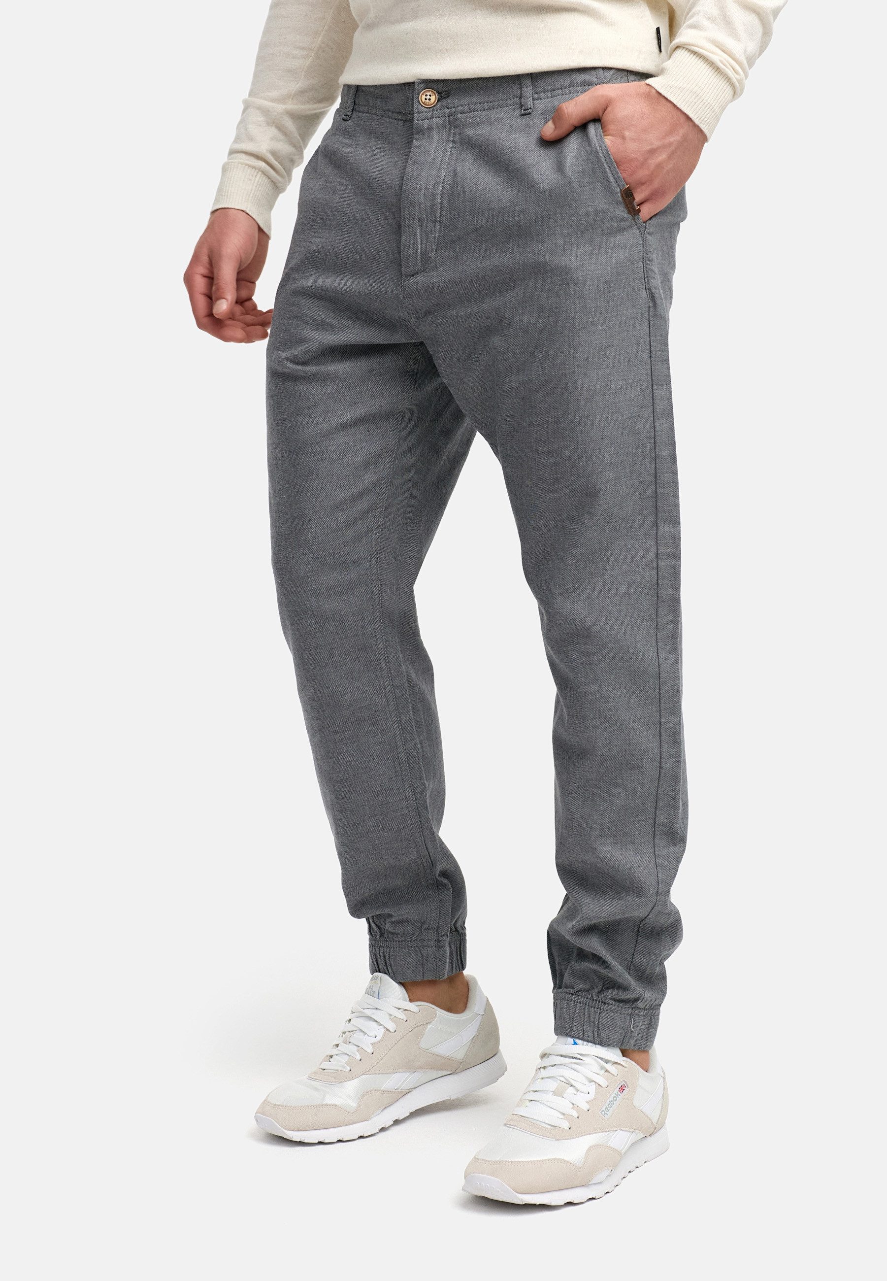 Indicode Leinenhose Herren Blnda Sommerhose Leinen Herrenhose samt dekorativem Gürtel aus Kordeln