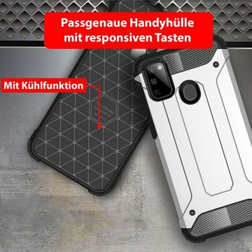 FITSU Handyhülle Outdoor Hülle für Samsung Galaxy M21 Silber 6,4 Zoll, Robuste Handyhülle Outdoor Case stabile Schutzhülle mit Eckenschutz