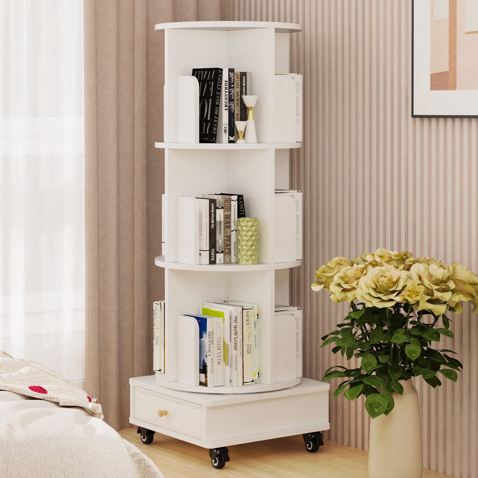 JEOBEST Bücherregal Drehbare Bücherregal, Standregal mit günstig online kaufen