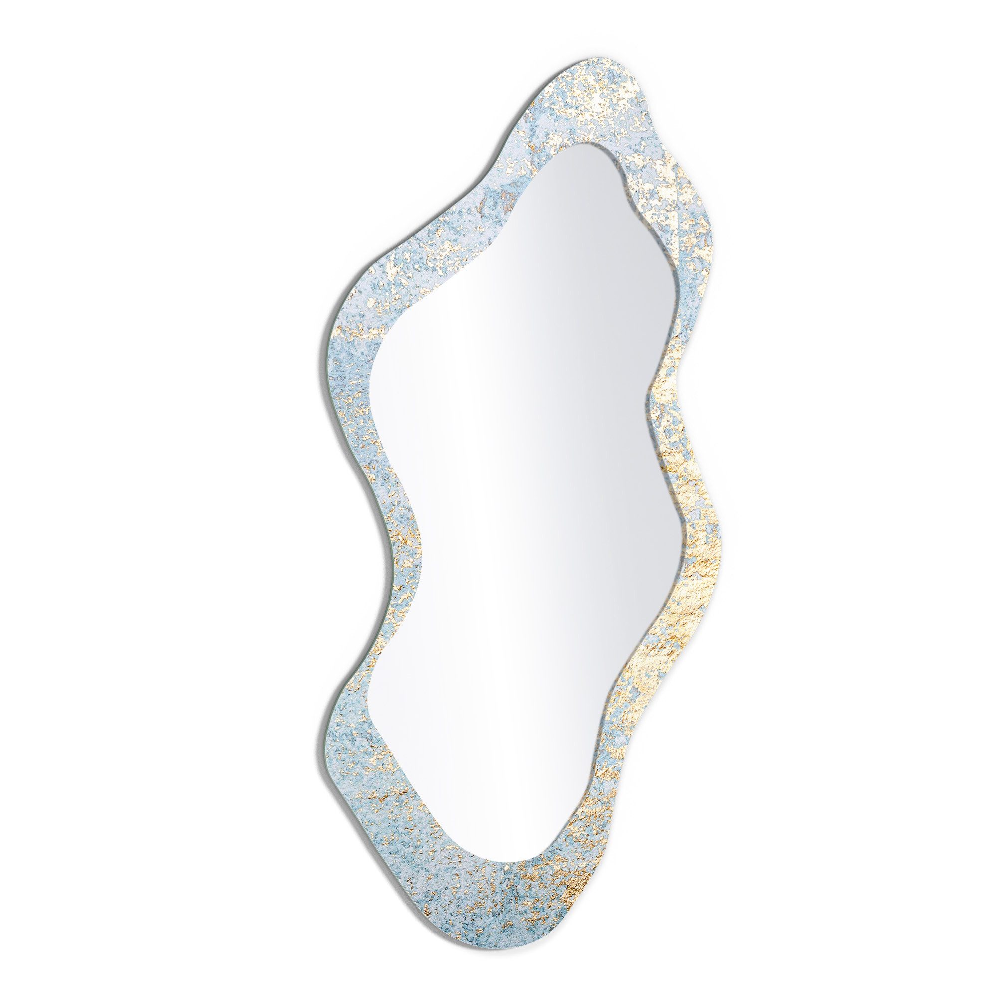 DEQORI Wandspiegel 'Wand mit Gold-Struktur', Зеркало organisch geformt selbstklebend Wand Wohnzimmer Flur groß XXL