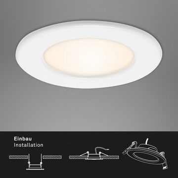 Briloner Leuchten LED Einbauleuchte 7053-036, LED fest verbaut, Warmweiß, Einbauleuchte 3er SET für Bad ultraflach IP44