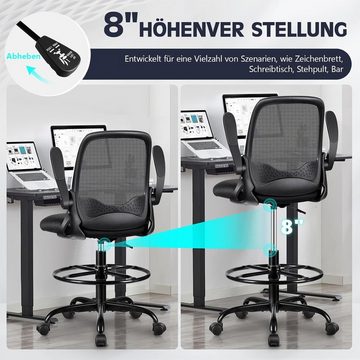 KERDOM Bürostuhl (Bürostuhl ergonomisch: Schreibtischstuhl mit verstellbarem Sitz), Bürostuhl Ergonomisch, Schreibtischstuhl mit umklappbaren Armlehnen