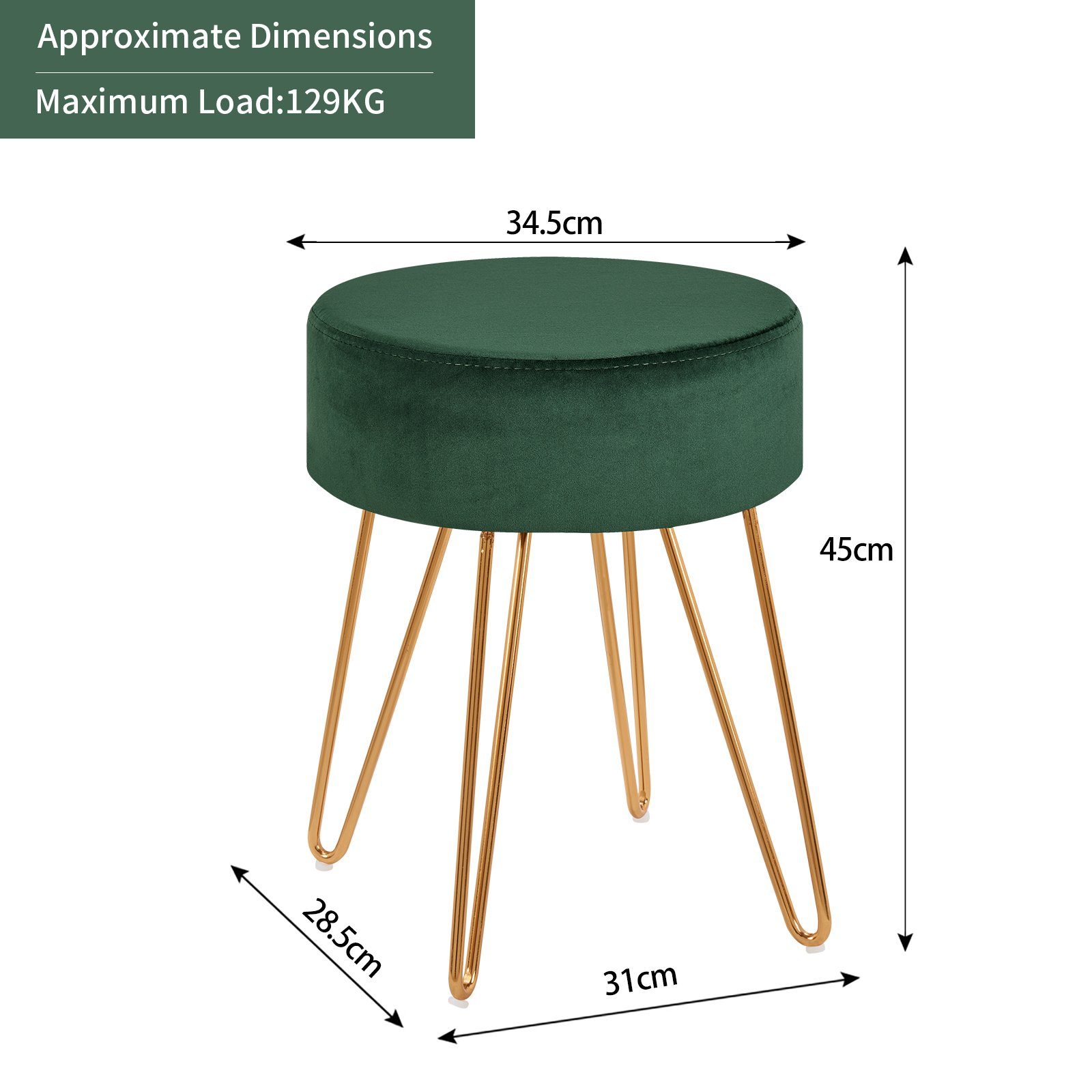 Duhome Hocker (9111), Sitzhocker Rund Hocker Samt oder Stoff Lederoptik Sch günstig online kaufen