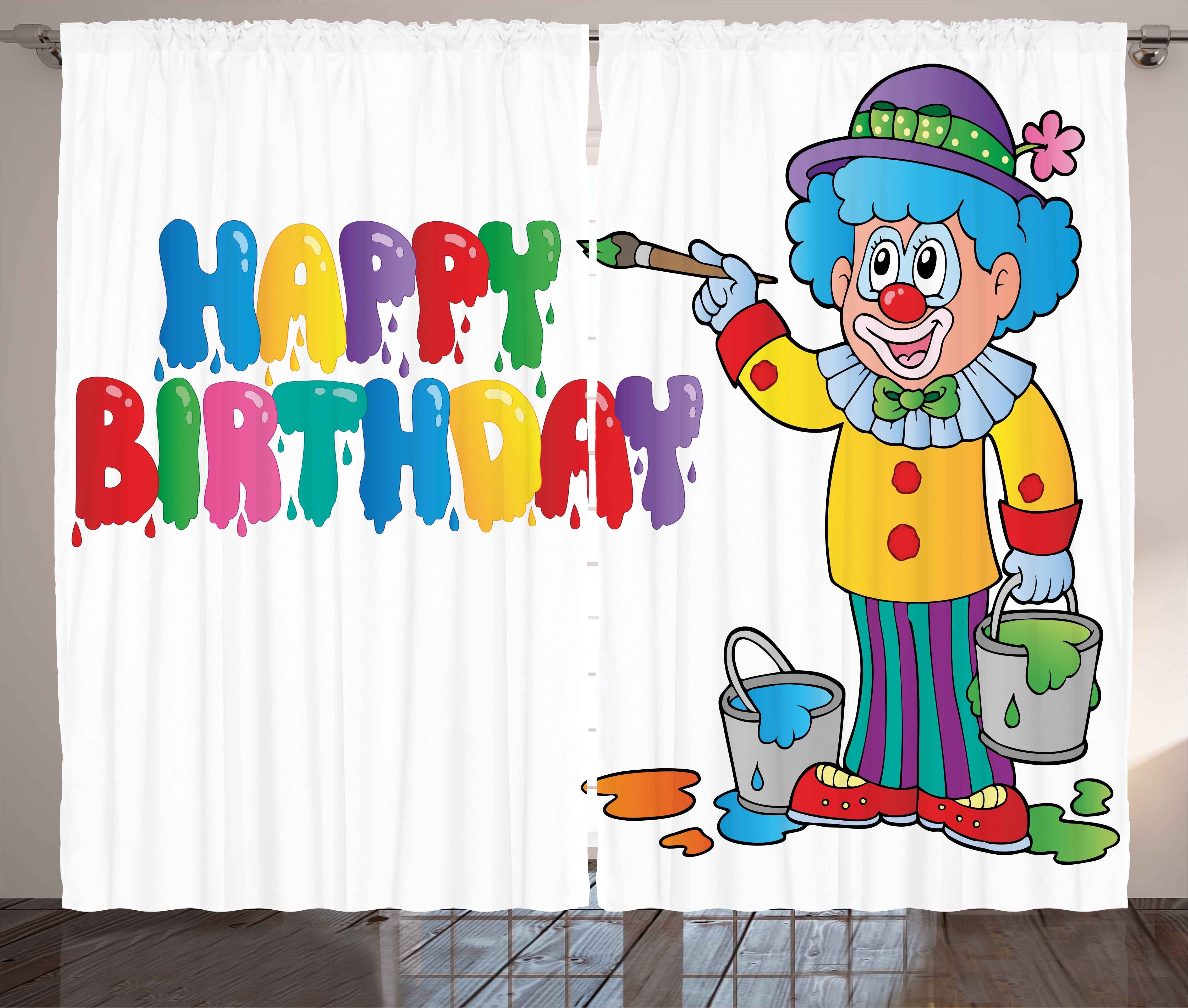 Gardine Schlafzimmer Kräuselband Vorhang mit Schlaufen und Haken, Abakuhaus, Geburtstag Geburtstags-Party-Clown