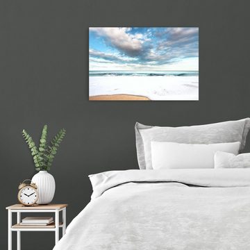 wandmotiv24 Leinwandbild Strand und idyllischer blauer Himmel, Landschaft (1 St), Wandbild, Wanddeko, Leinwandbilder in versch. Größen