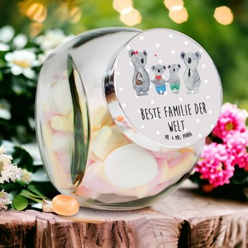 Mr. & Mrs. Panda Vorratsglas L 870ml Koala Familie zwei - Grau Pastell - Geschenk, Vorratsglas, Ko, Premium Glas, (1-tlg), Vielseitig einsetzbar