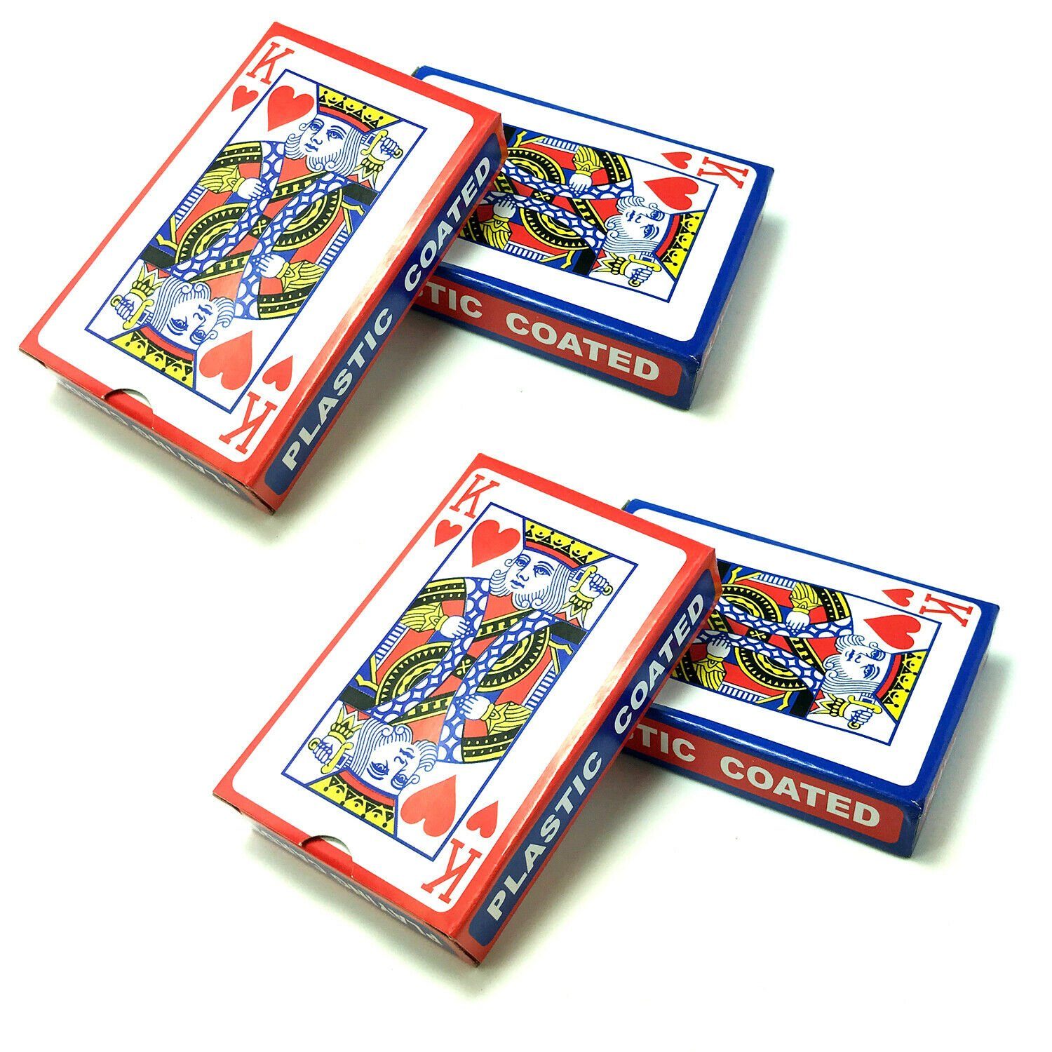 TSB Werk Spielesammlung, 4x 54 Spielkarten Set (2x Rot & 2x Blau) Karten, Bridge, Canasta, Kartenspiel, Poker, Skat