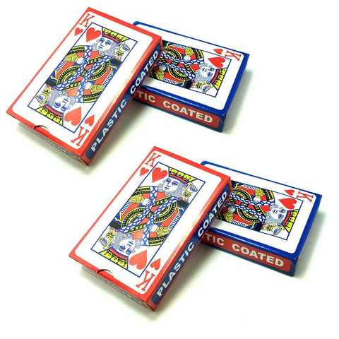 TSB Werk Spielesammlung, 4x 54 Spielkarten Set (2x Rot & 2x Blau) Karten, Bridge, Canasta, Kartenspiel, Poker, Skat