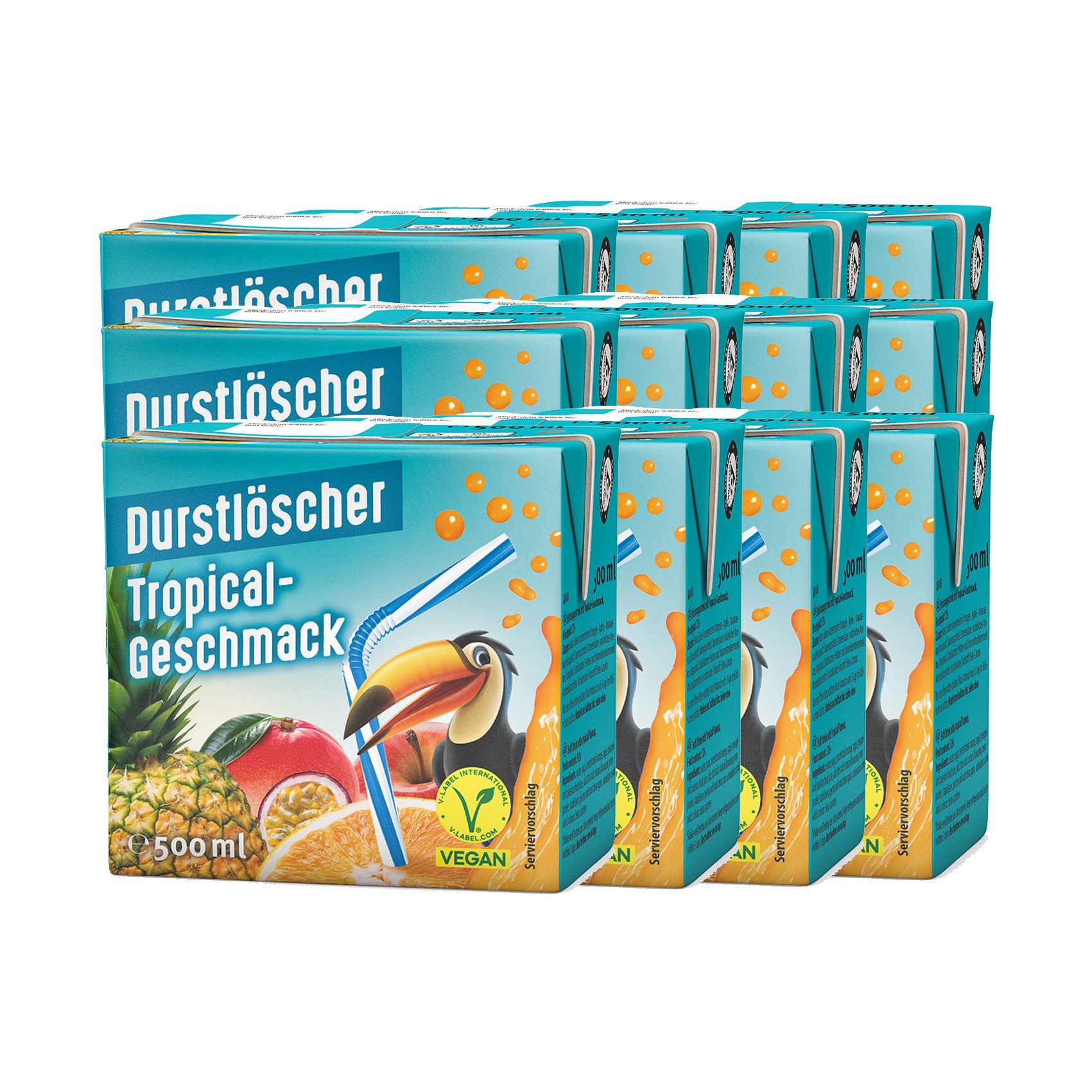 DURSTLOESCHER Softgetränk, Durstlöscher Tropical aus tropischen Früchten 500ml 12er Pack