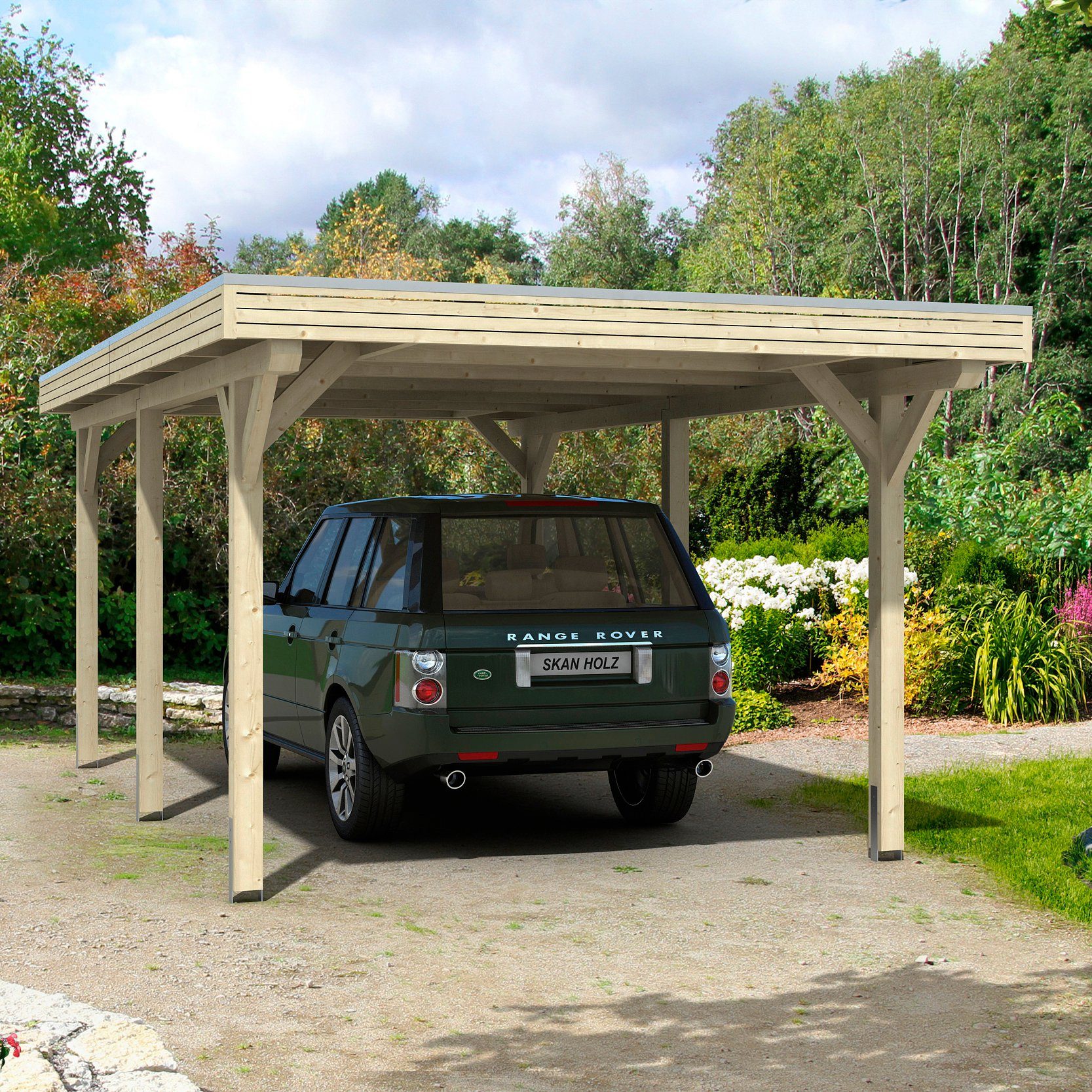 Skanholz Einzelcarport Spessart, BxT: 355x604 cm, 220 cm Einfahrtshöhe