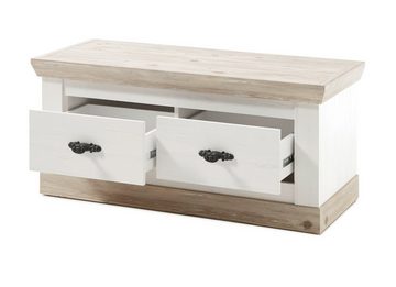 Furn.Design Schuhbank Rovola (Garderobenbank in Pinie weiß, 107 x 48 cm), mit 2 Schubladen