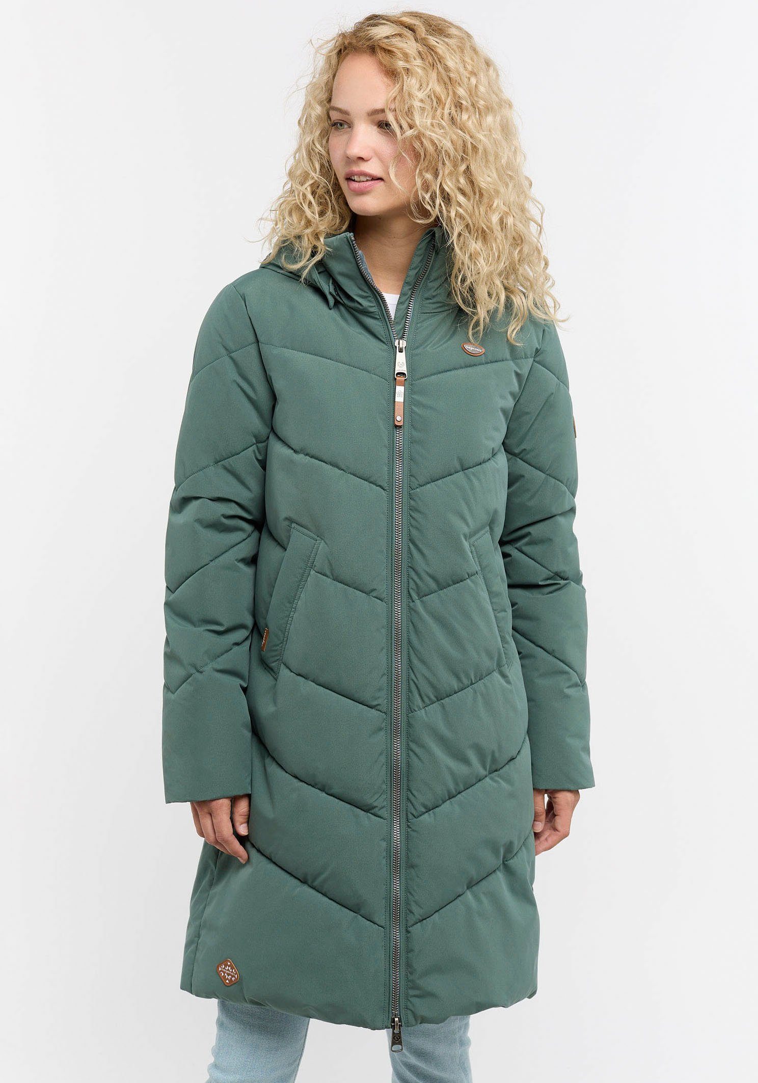 Winter-Stepp-Longmantel Ragwear PINE GREEN Steppjacke REBELKA