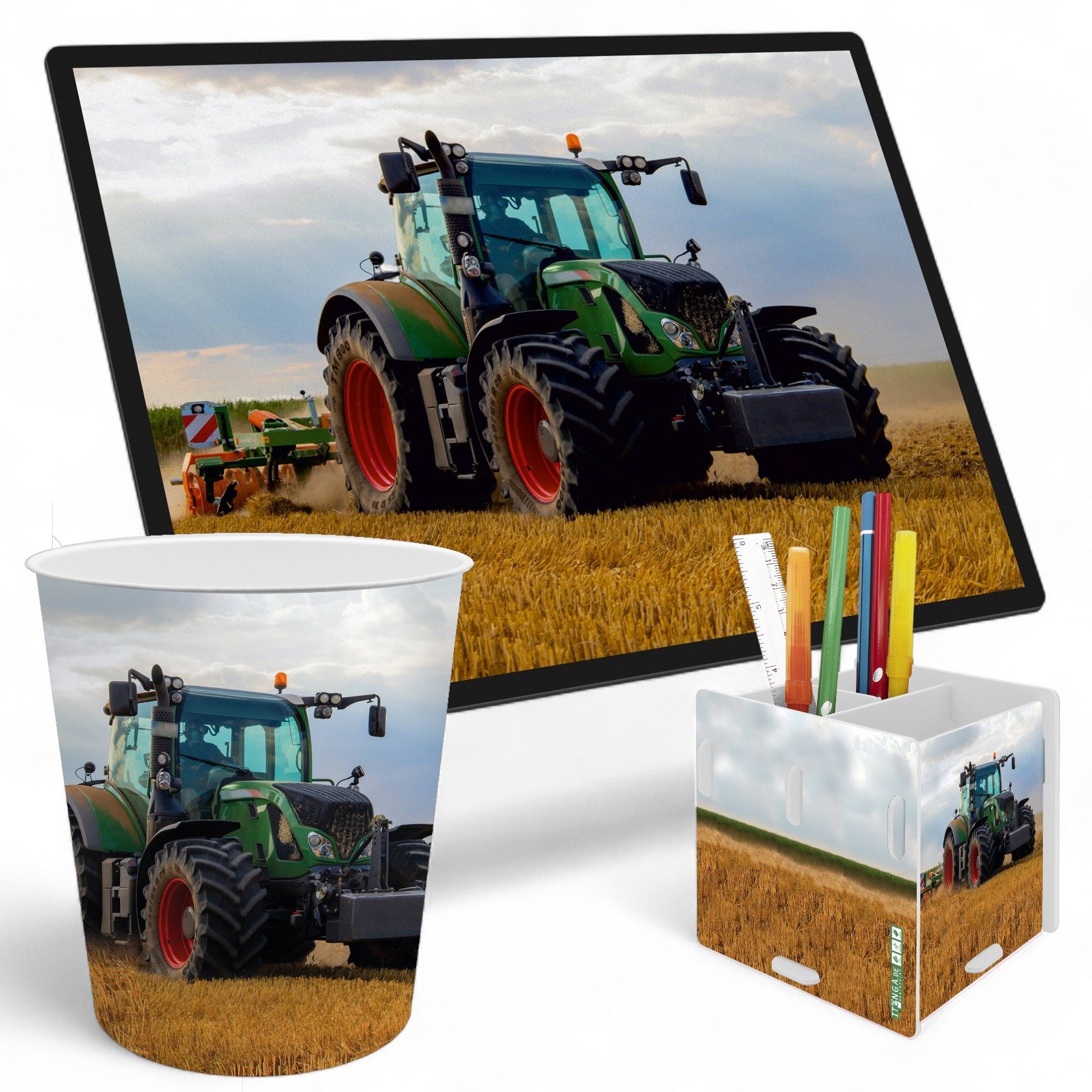 itenga Schreibtischunterlage itenga Schreibtischunterlage V1 mit Papierkorb und Stifteköcher eckig