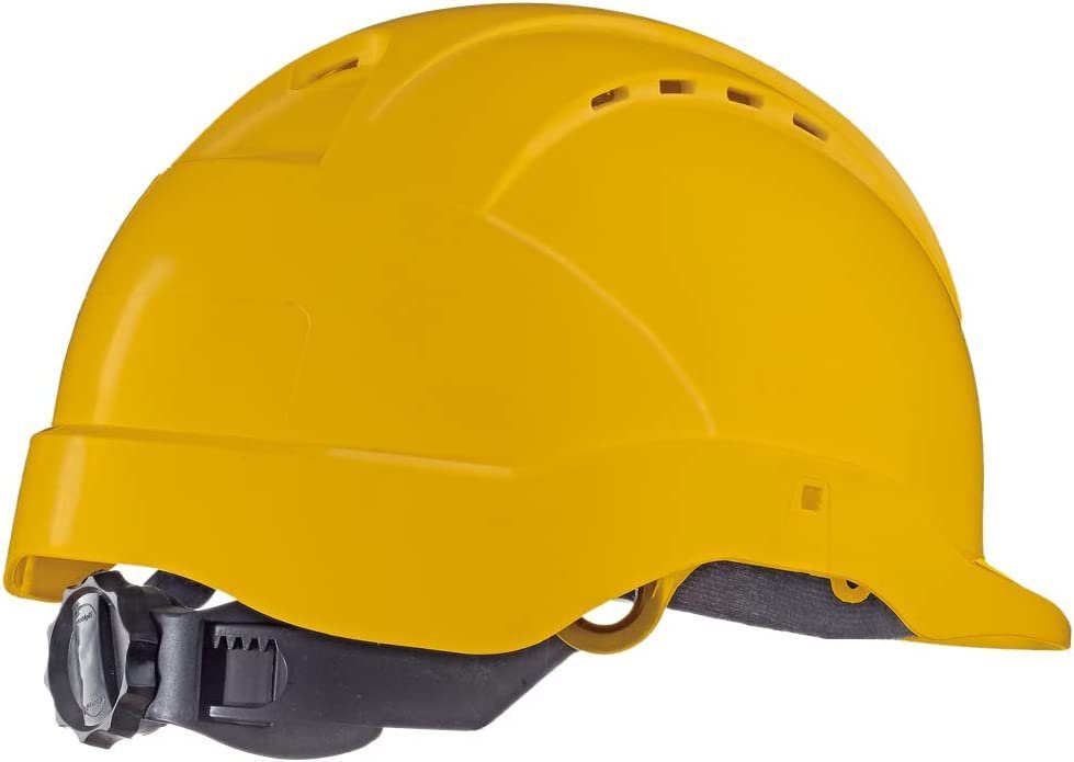 TECTOR und Drehverschluss, Helm mit EN397 Kinnriemen stufenlosem Industrie Schutzhelm, Gelb