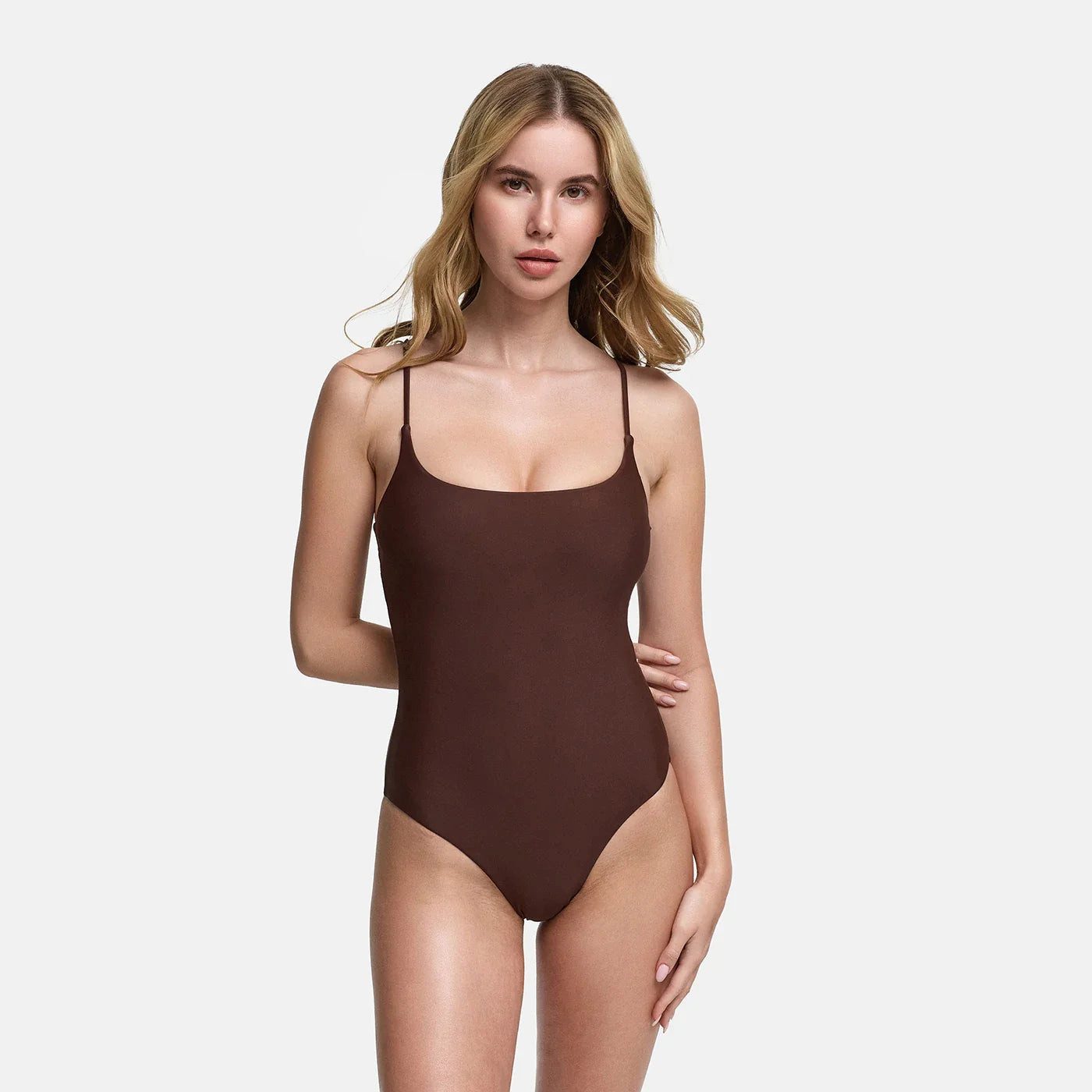 cfab Badeanzug Square Neck Soft Sculpt Swimsuit-Braun-M
