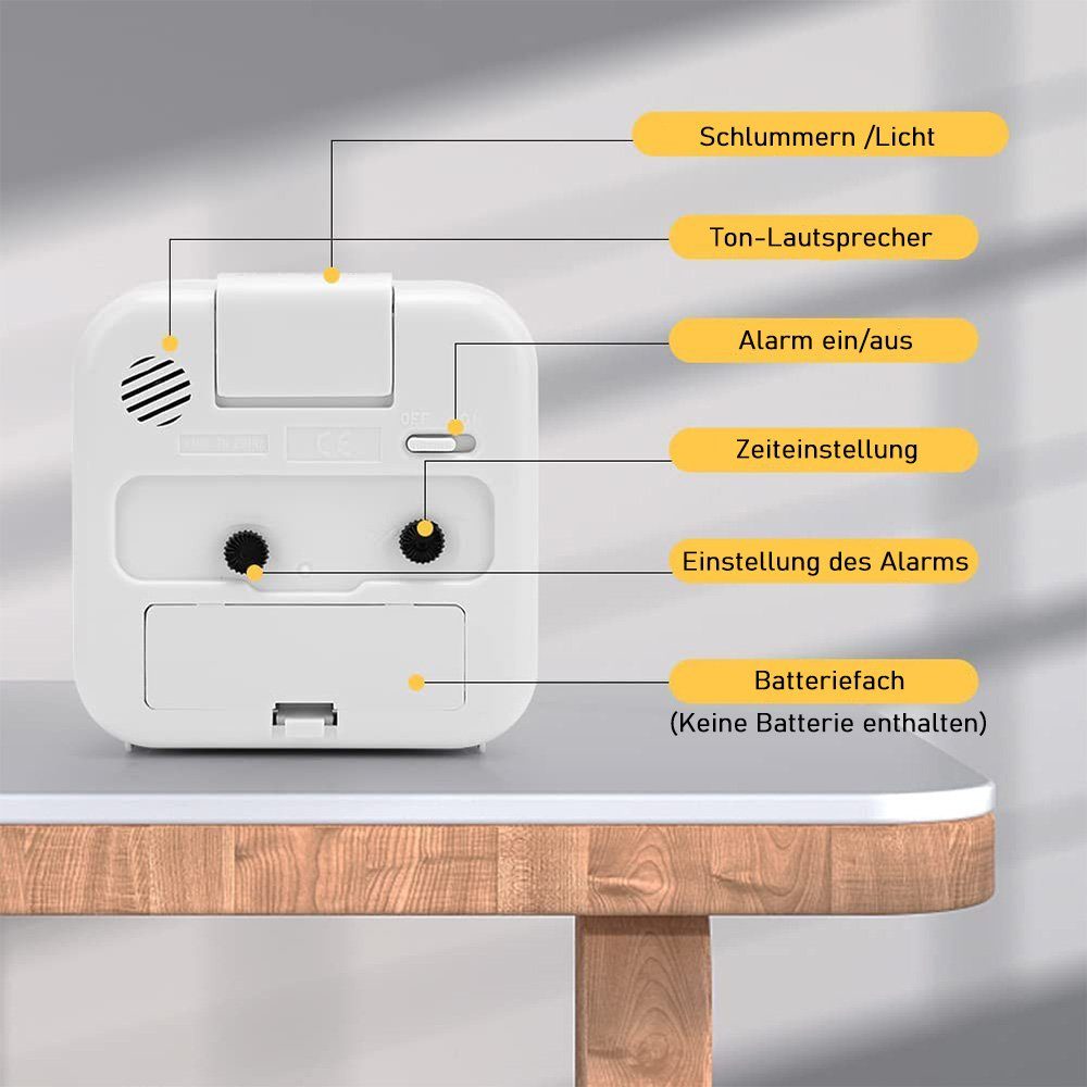 zggzerg Wecker Wecker Analog mit Leise Weiß Schlummfunktion undBatteriebetrieben Tragbarer