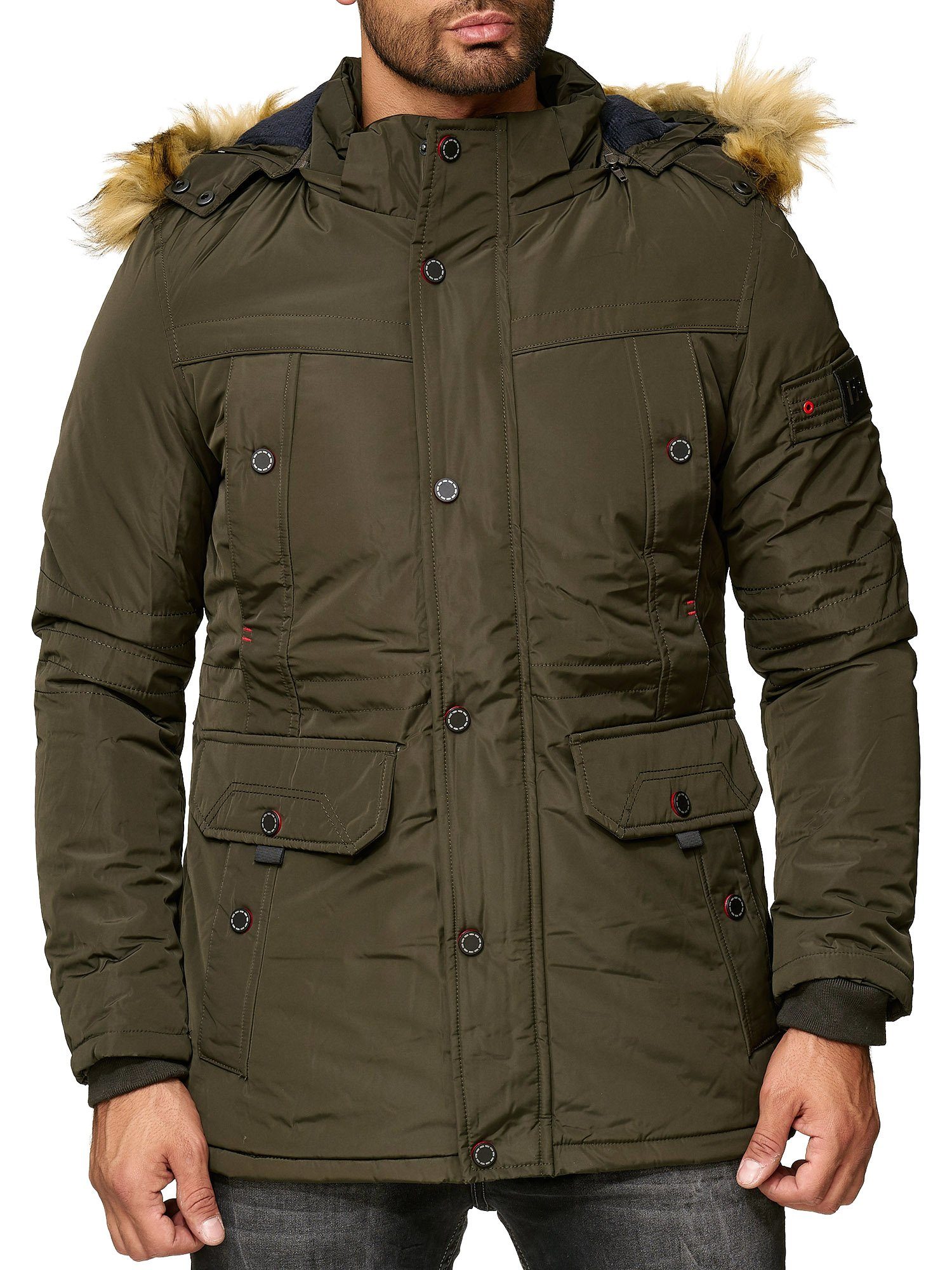 Winterjacke Herren Jacke Winter-Jacke Herren-Parka Kapuzen-Jacke Fell-Kragen Anora