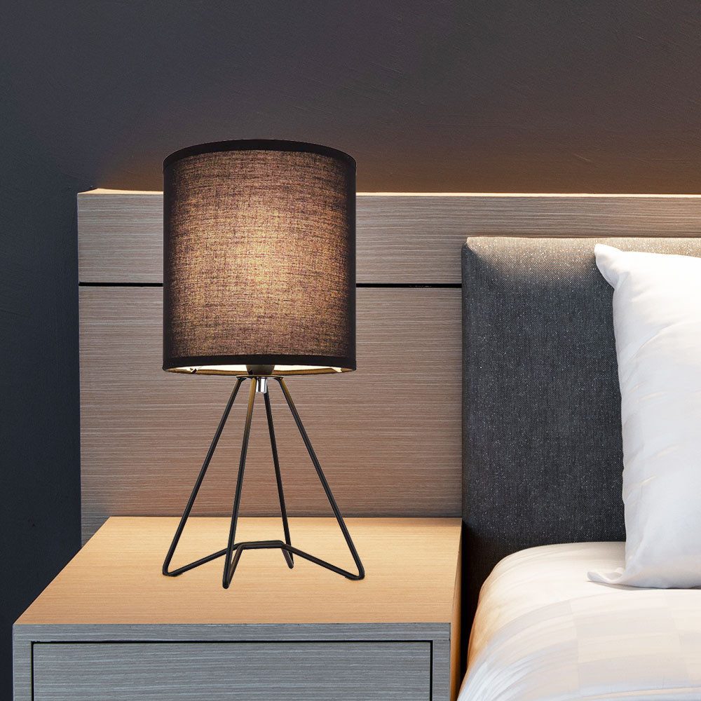 GLOBO LIGHTING Tischleuchte, Leuchtmittel nicht inklusive, Tischlampe Tischleuchte Nachttischlampe schwarz Textil E14 Metall