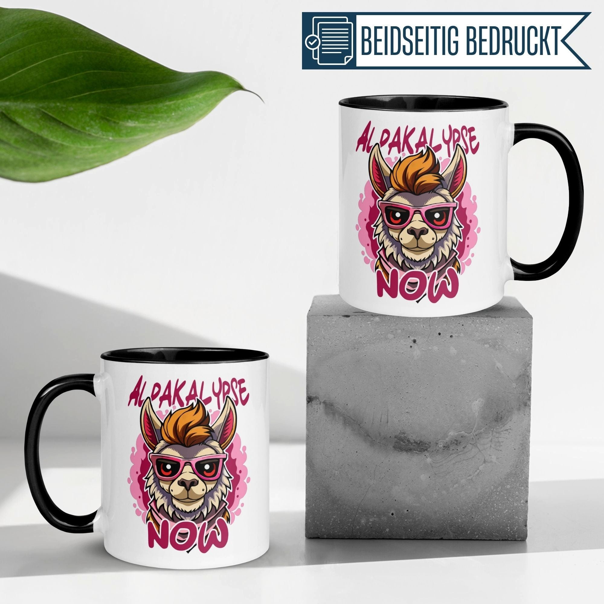 Momentals Tasse Alpaka – „Alpakalypse Now“ – lustiger Geschenk Becher, Gratis Versand · Links-&Rechtshänder · Spülmaschinenfest