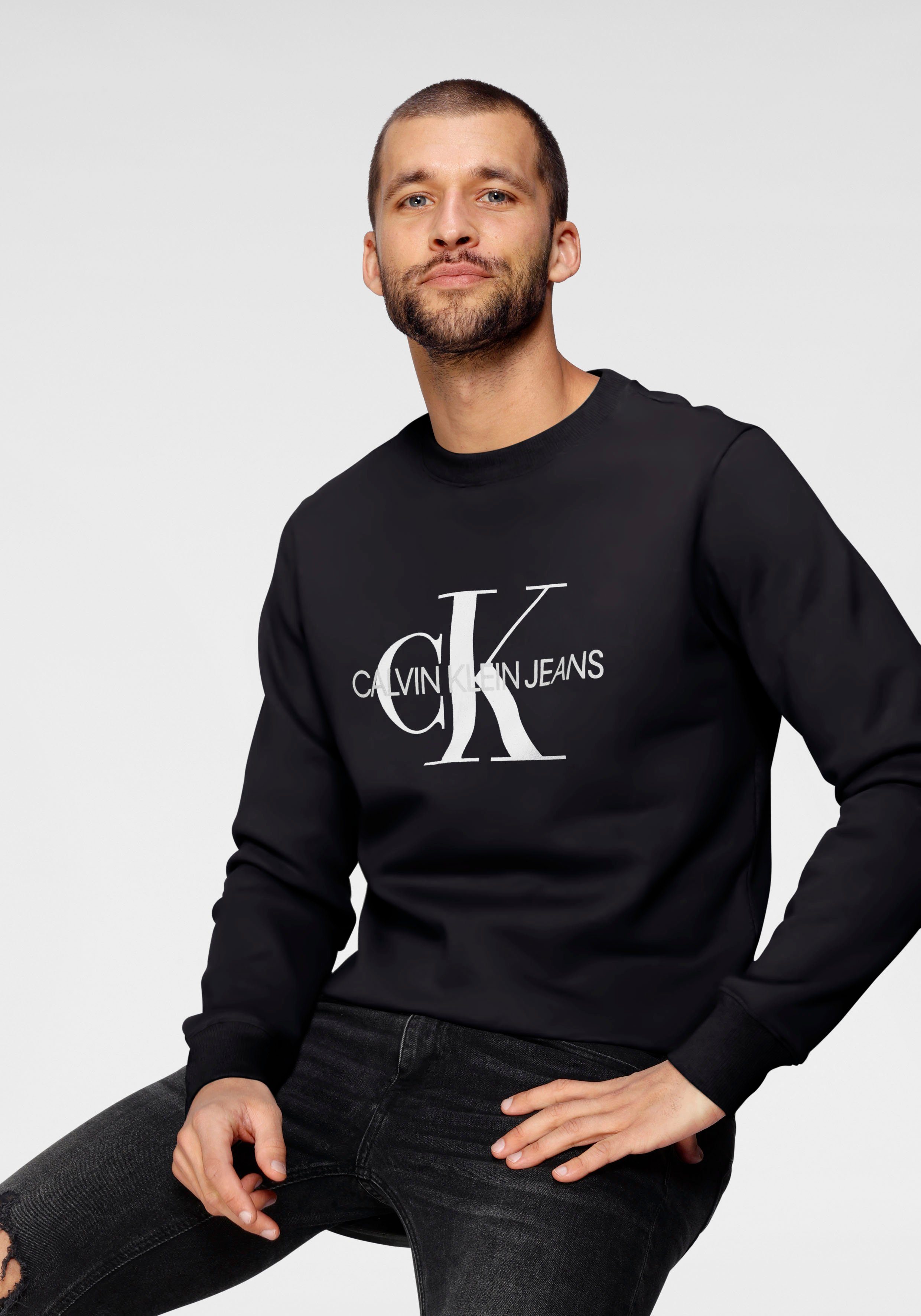 Calvin Klein Jeans Sweatshirt Black CREWNECK ICONIC MONOGRAM CK