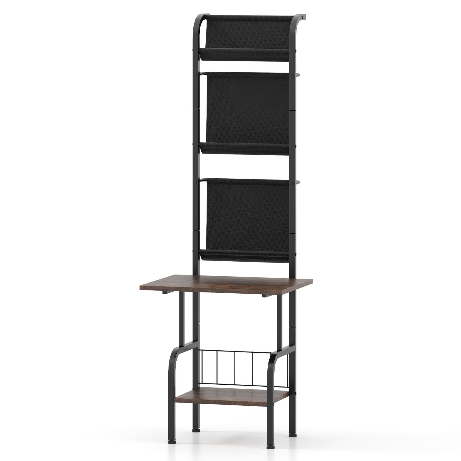 COSTWAY Bücherregal, Plattenspielerständer mit 3 Ausstellungsregaln, günstig online kaufen