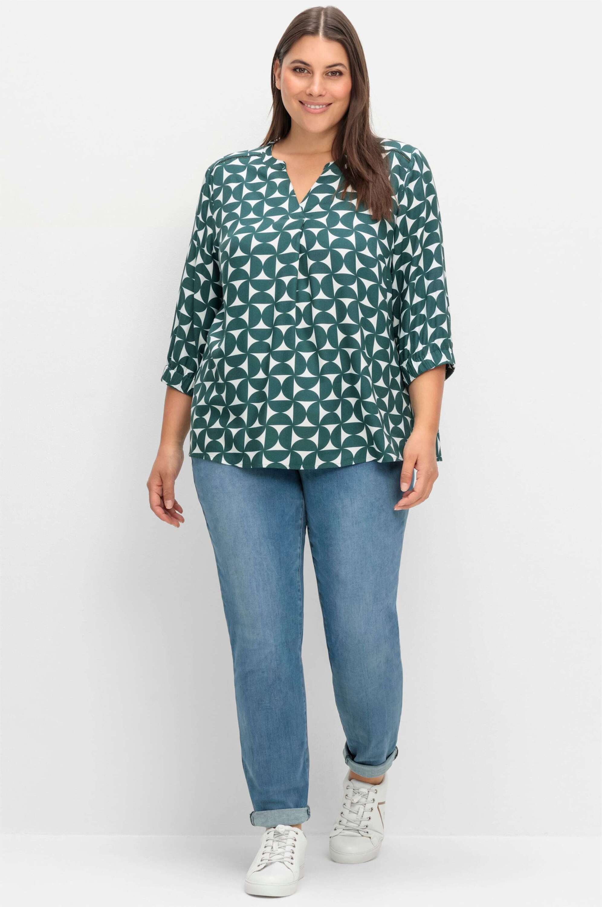 Sheego Klassische Bluse Tunika 3/4-Arm günstig online kaufen
