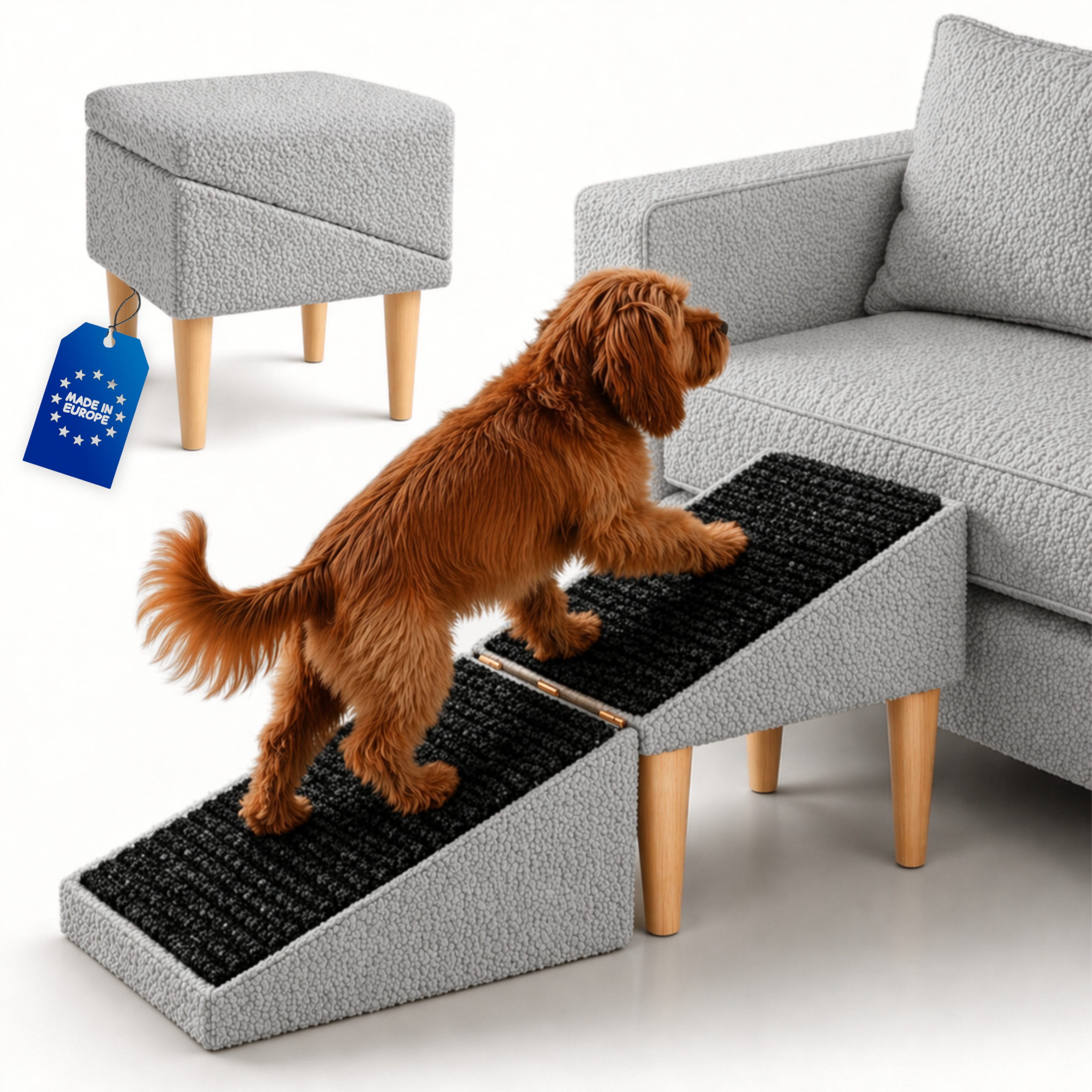 Outentin Haustiertreppe Hundetreppe klappbar mit Polster - Hunderampe Sofa Bett Katze (100 kg Belastbarkeit 2-in-1 Funktion 72x36x36 cm, 16 Farben, 1-St., Rutschfeste Oberfläche, Gelenkschonend, Pflegeleicht, Für Innenbereich) von Outentin