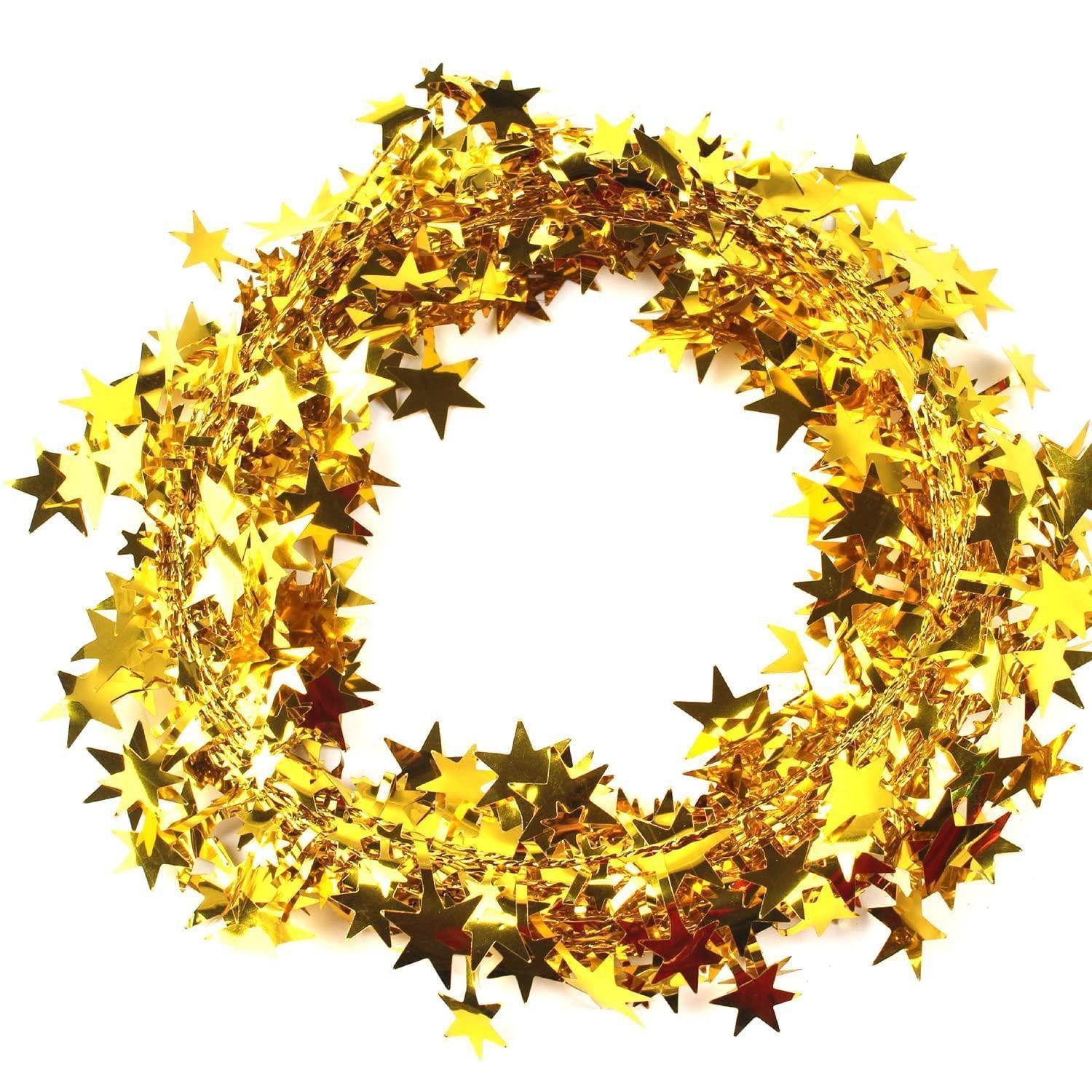 LuxusKollektion Girlanden Girlande Lametta Sterne 5x7,5m Gold