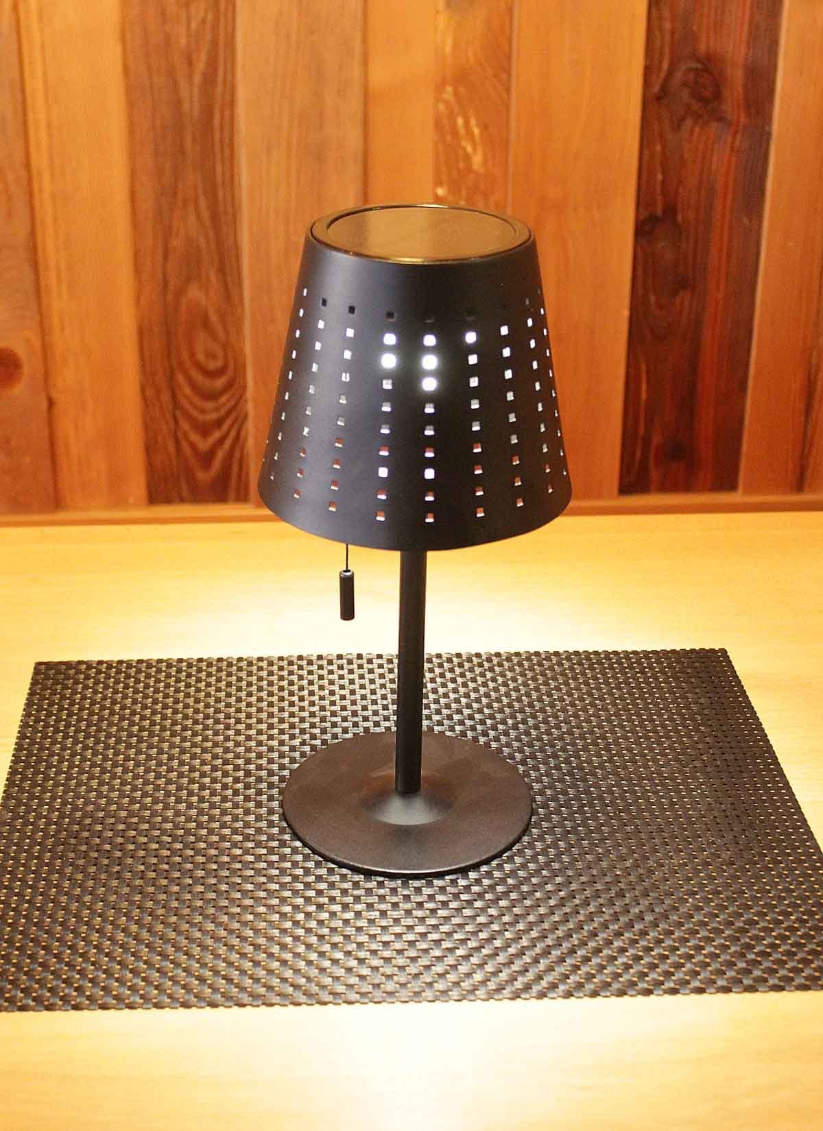3fach Schnurschalter, fest Tischleuchte Tischleuchte schwarz Vinces Kiom S über LED-Leuchtmittel cm 29,5 dimmbar verbaut, warmweiß Metall, Solar LED,