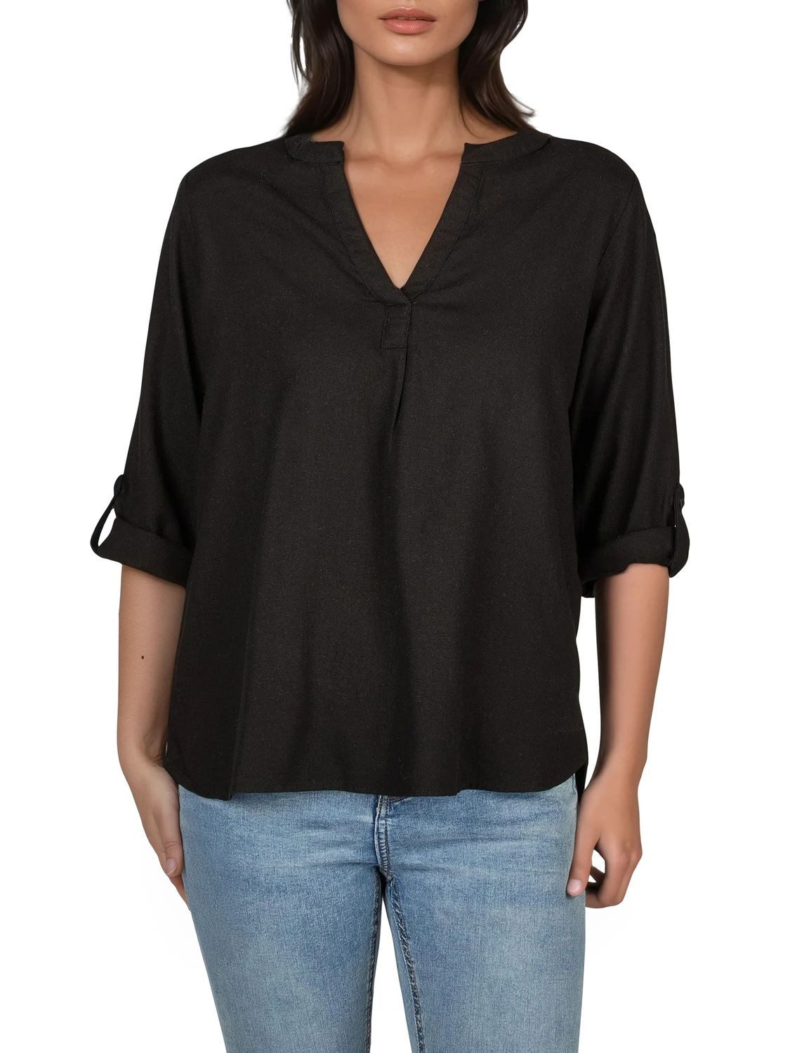 Hemdbluse Damen Leinen Bluse DFSara Regular Fit