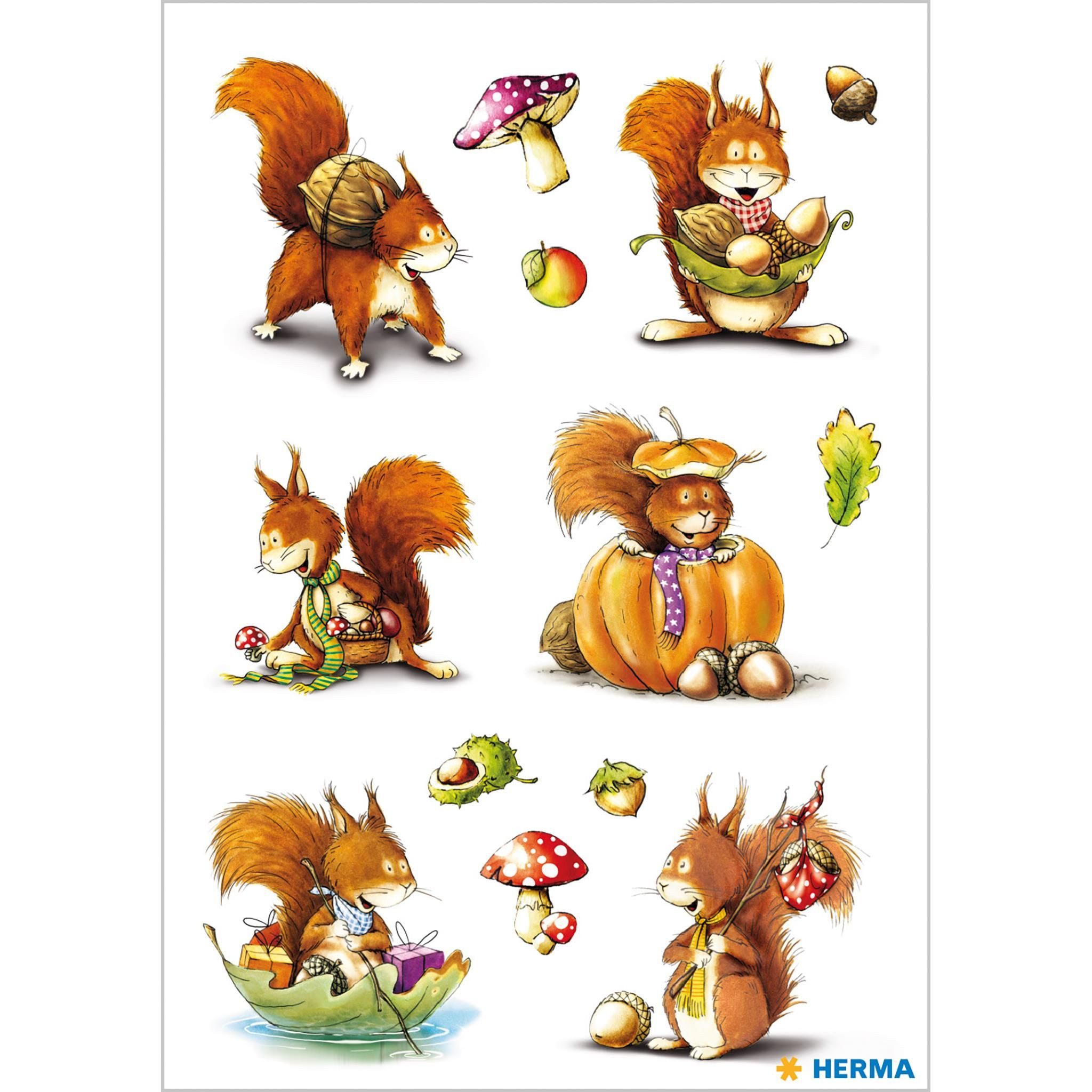 HERMA Sticker Herma Sticker DECOR Tiere Eichhörnchen 3 Bl